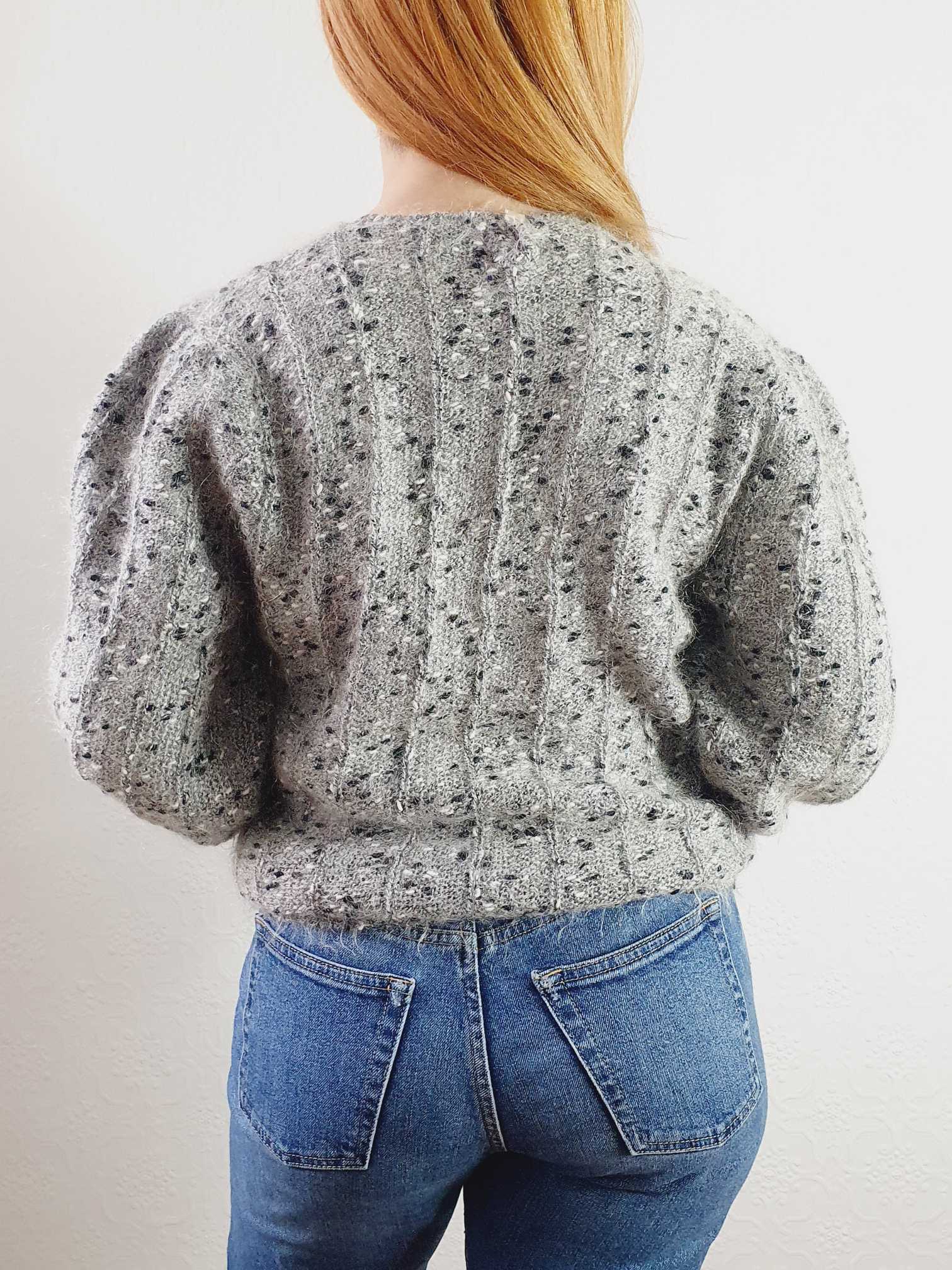 Vintage Puff Sleeve Grey Wool Jumper - M - Image 6