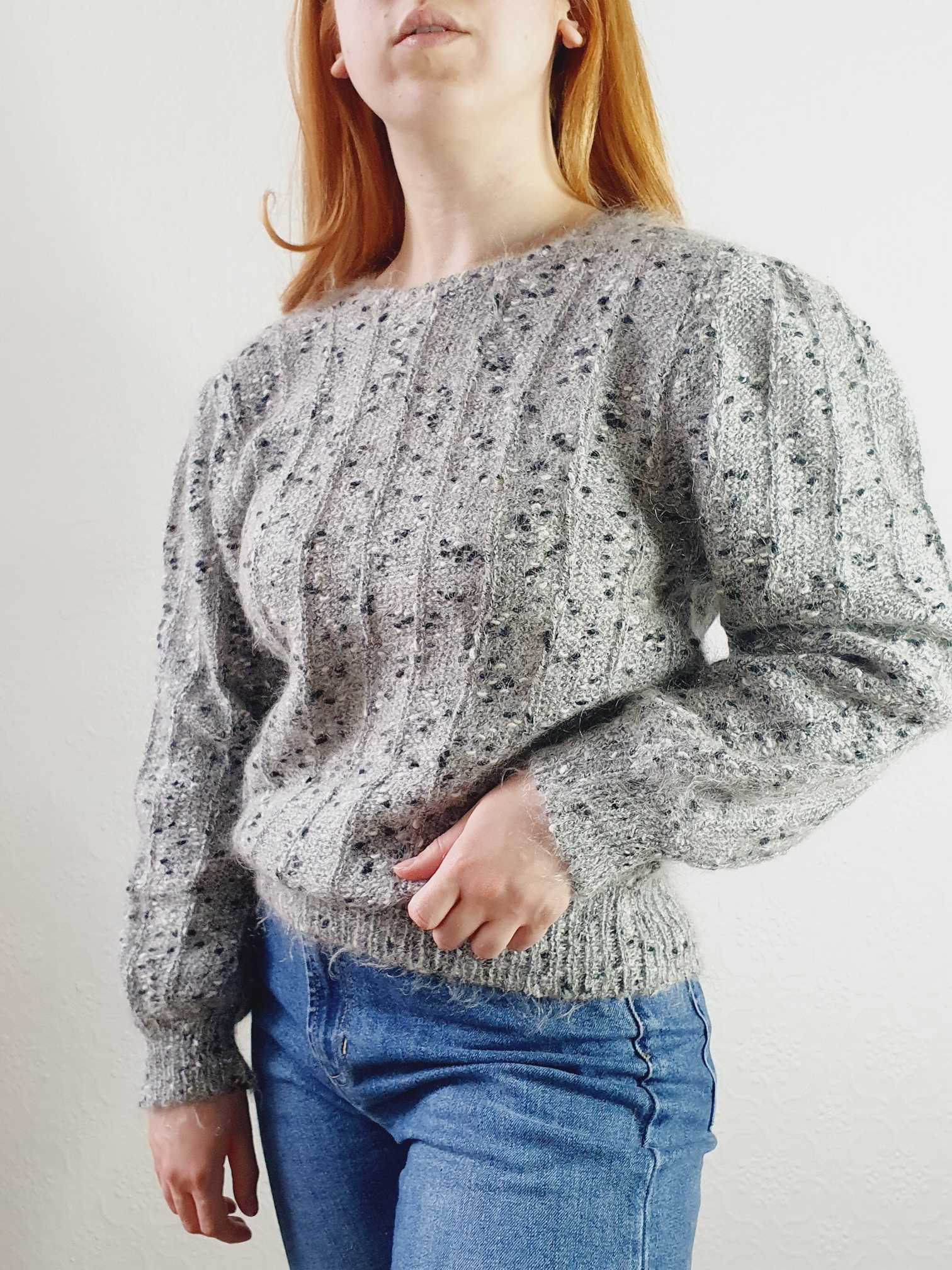 Vintage Puff Sleeve Grey Wool Jumper - M - Image 7