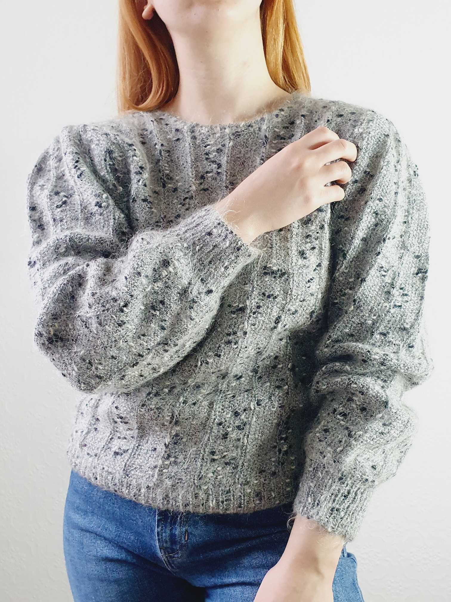 Vintage Puff Sleeve Grey Wool Jumper - M - Image 8