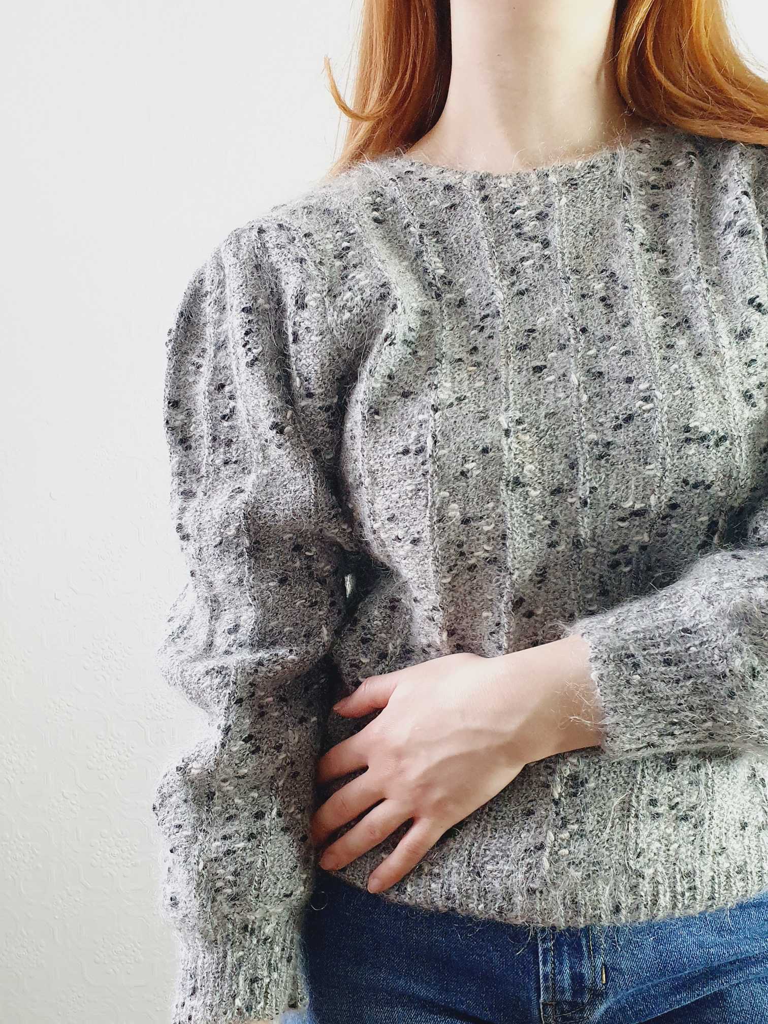 Vintage Puff Sleeve Grey Wool Jumper - M - Image 9
