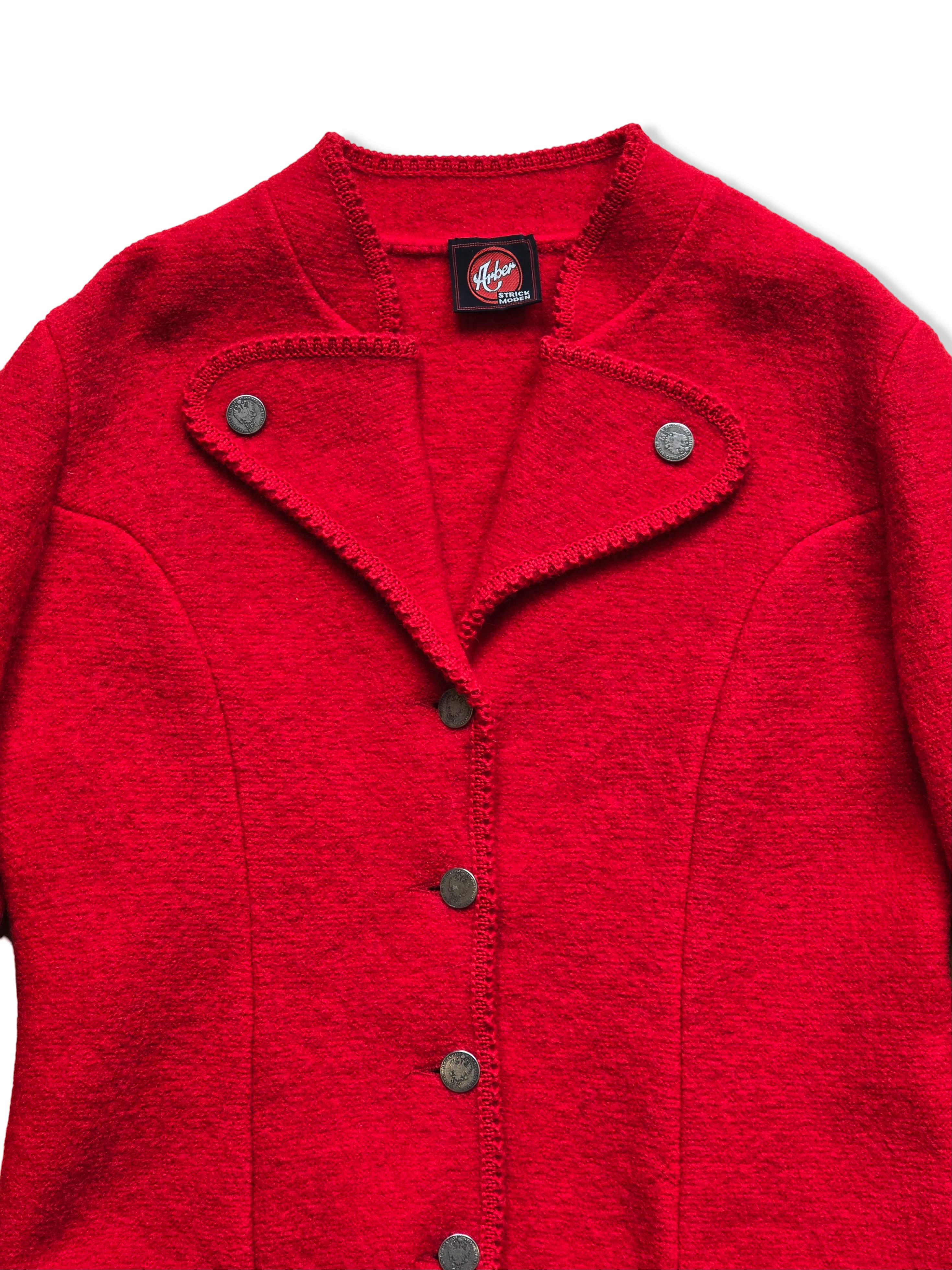 Vintage Pure Wool Austrian Red Blazer Jacket - XS/S - Image 2