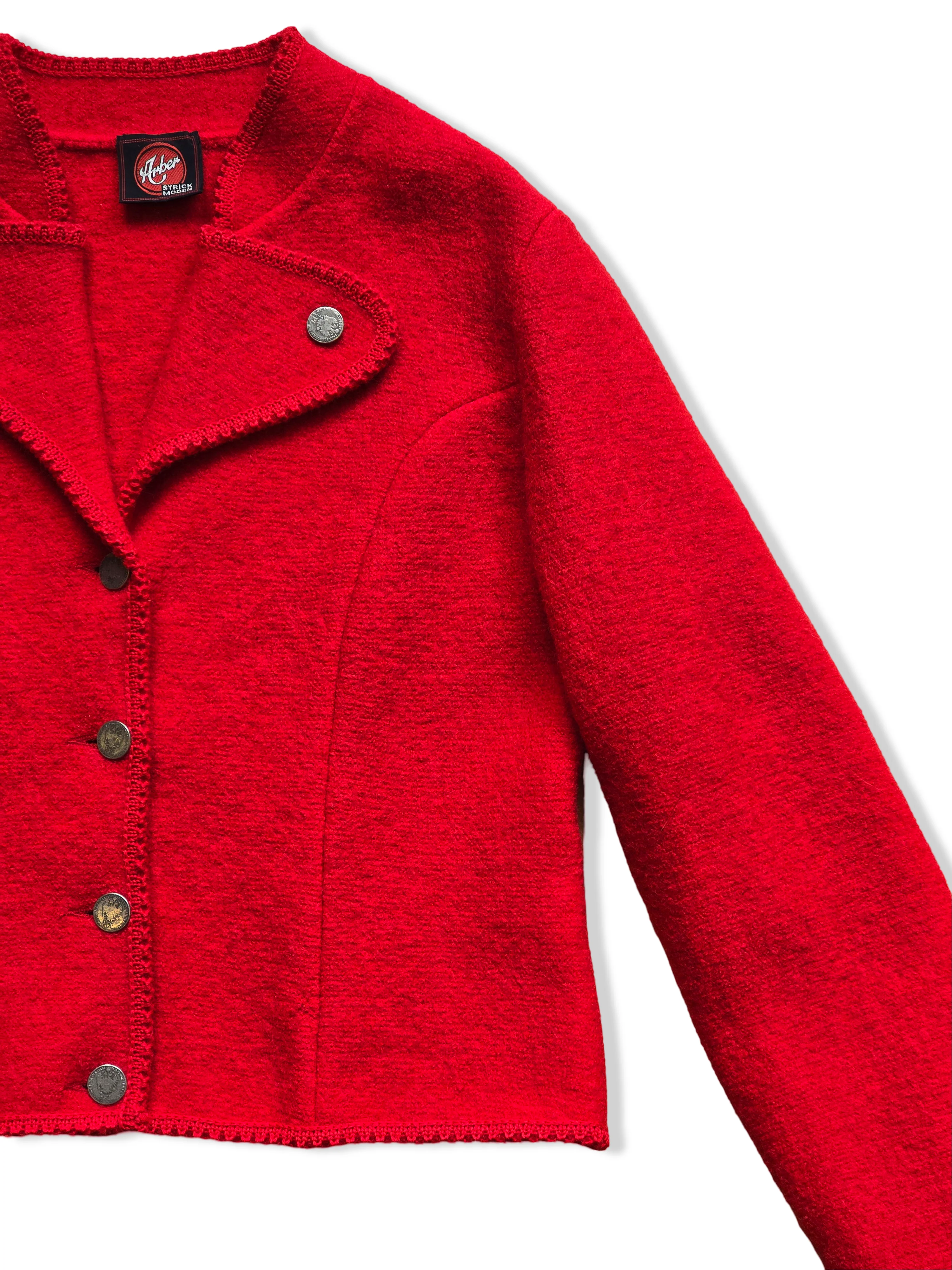 Vintage Pure Wool Austrian Red Blazer Jacket - XS/S - Image 3