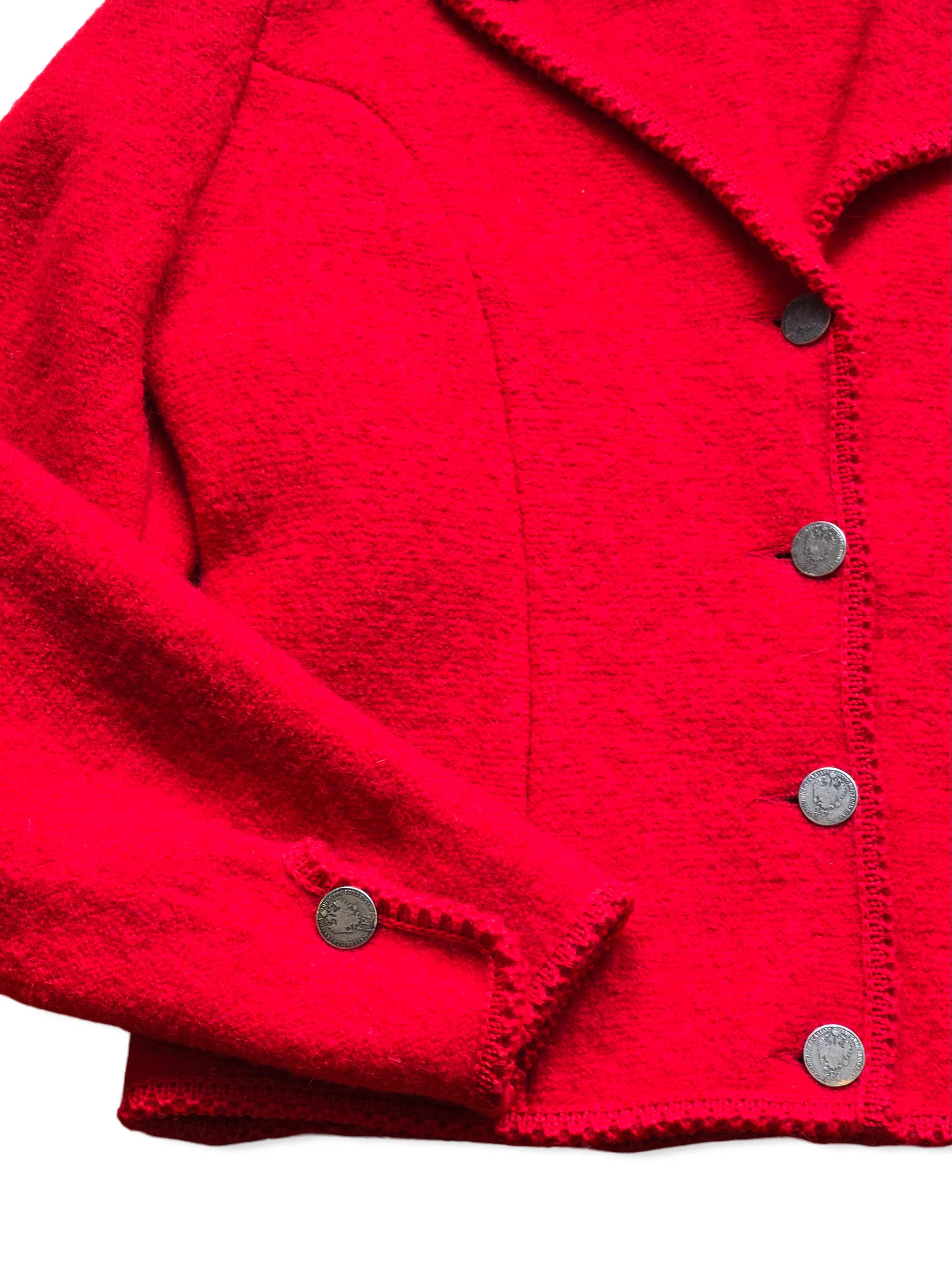 Vintage Pure Wool Austrian Red Blazer Jacket - XS/S - Image 4