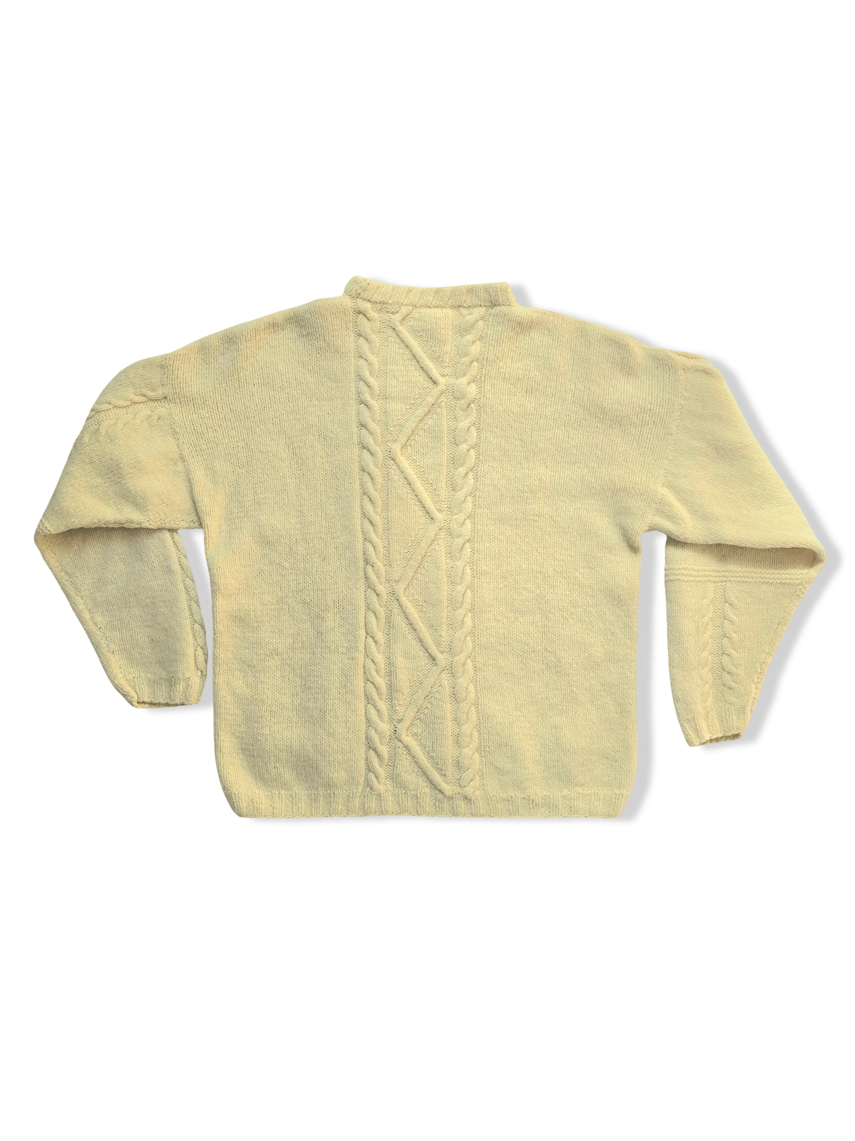 Vintage Pure Wool Cream Aran Style Knitted Jumper - M - Image 2