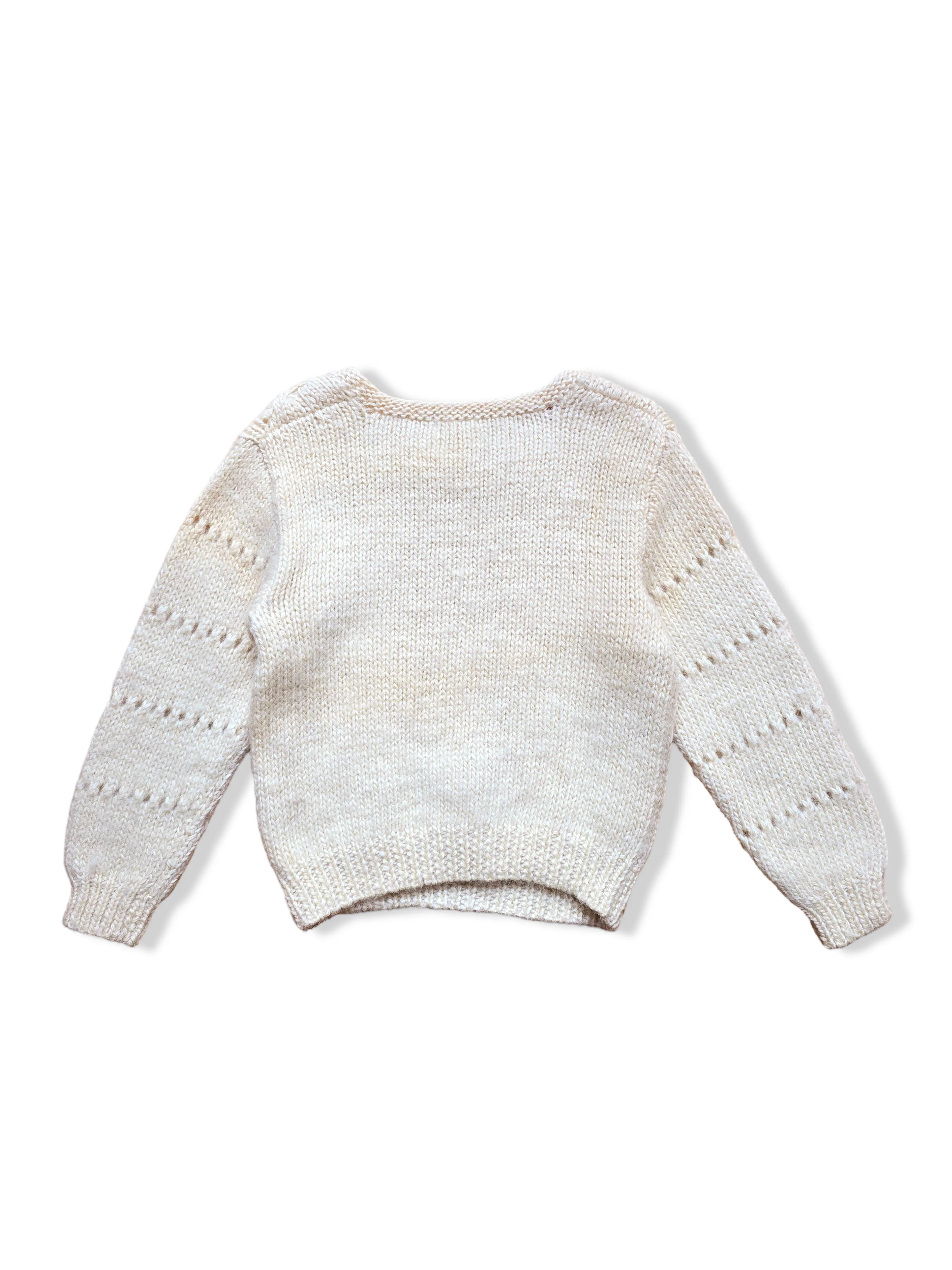 Vintage Pure Wool Cream Aran Style Knitted Jumper - XS - Image 3