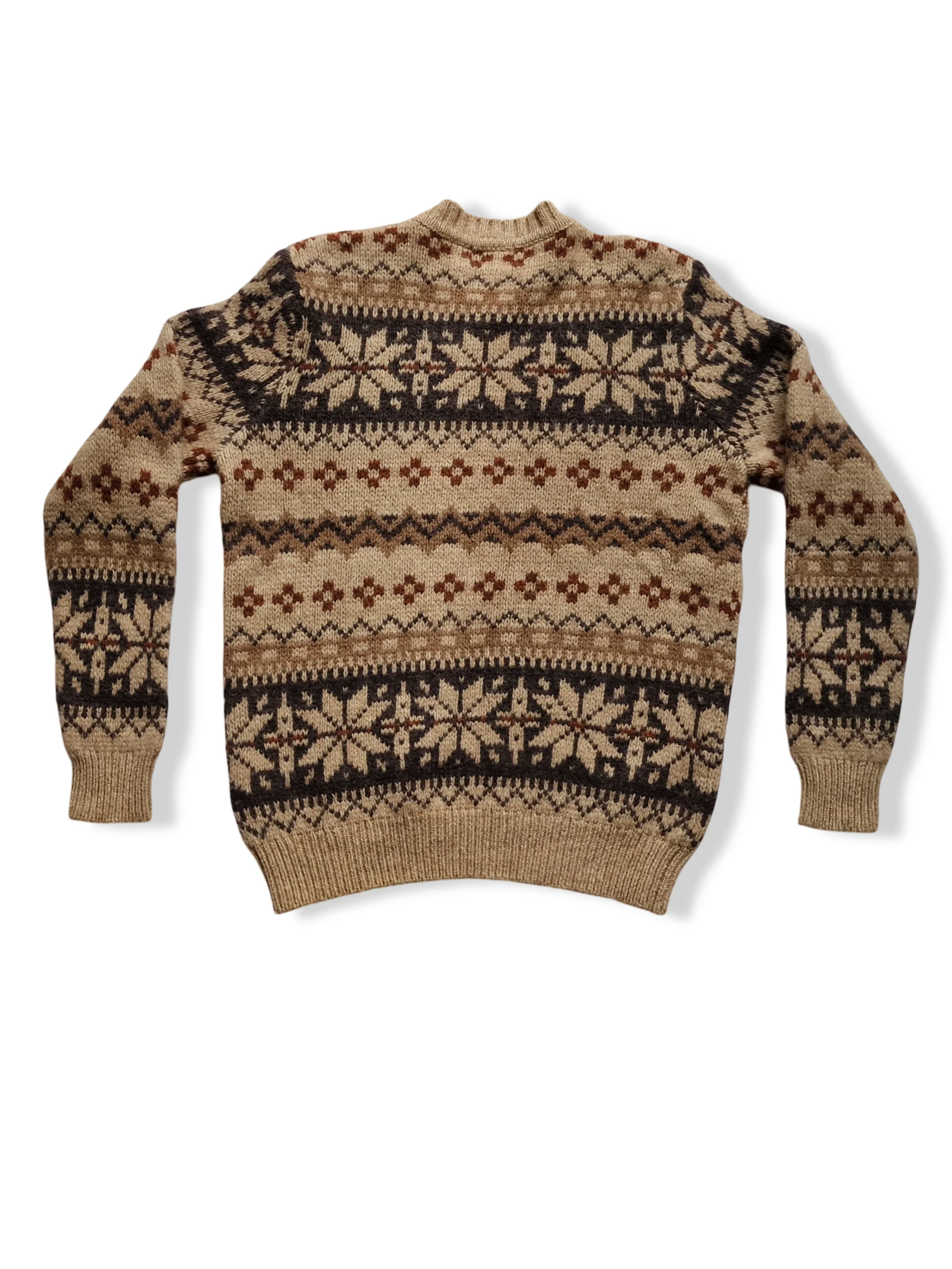 Vintage Pure Wool Dark Beige Nordic Style Jumper - M/L - Image 3