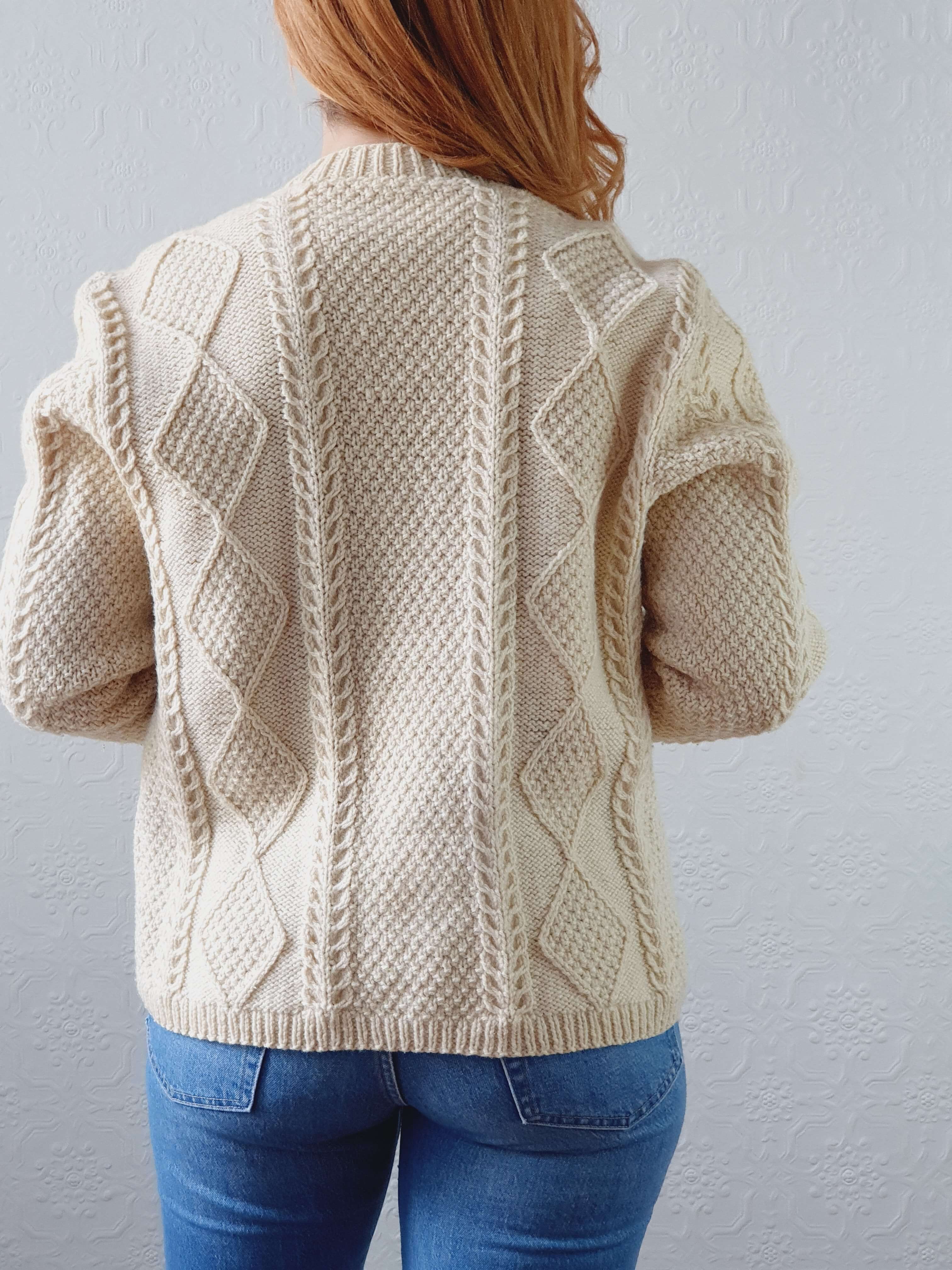 Vintage Pure Wool Handknitted Aran Cardigan - S/M - Image 10