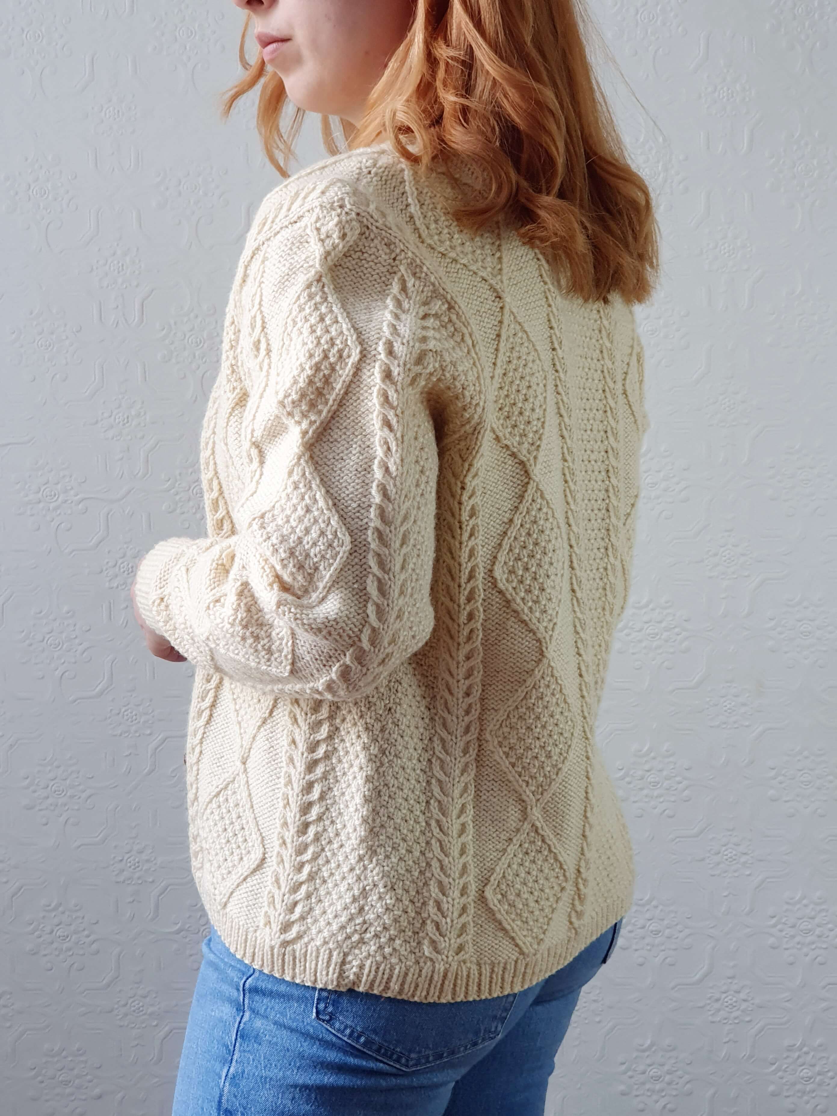 Vintage Pure Wool Handknitted Aran Cardigan - S/M - Image 5