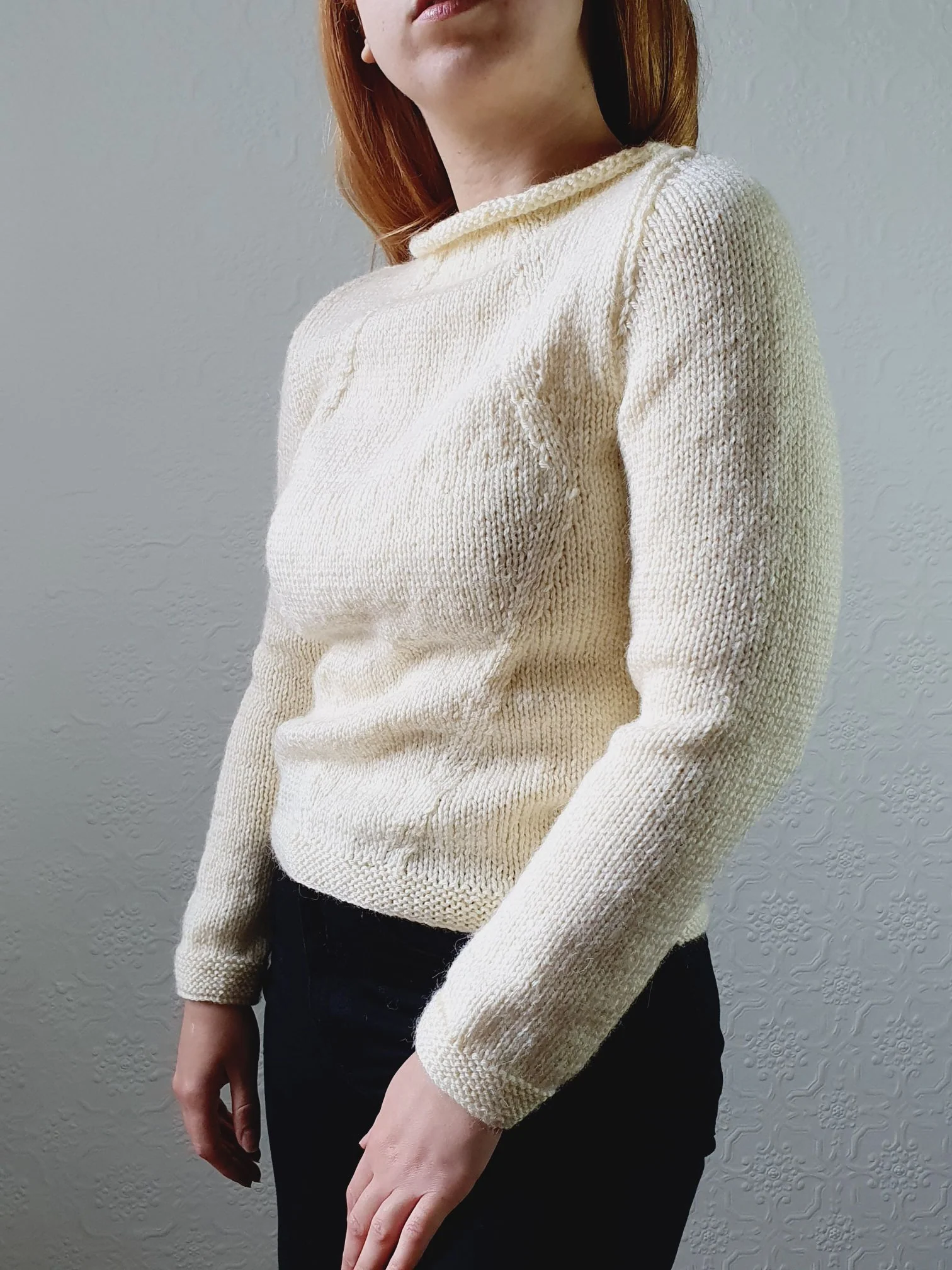 Vintage Pure Wool Handknitted Roll Neck Cream Jumper - XS - Image 10