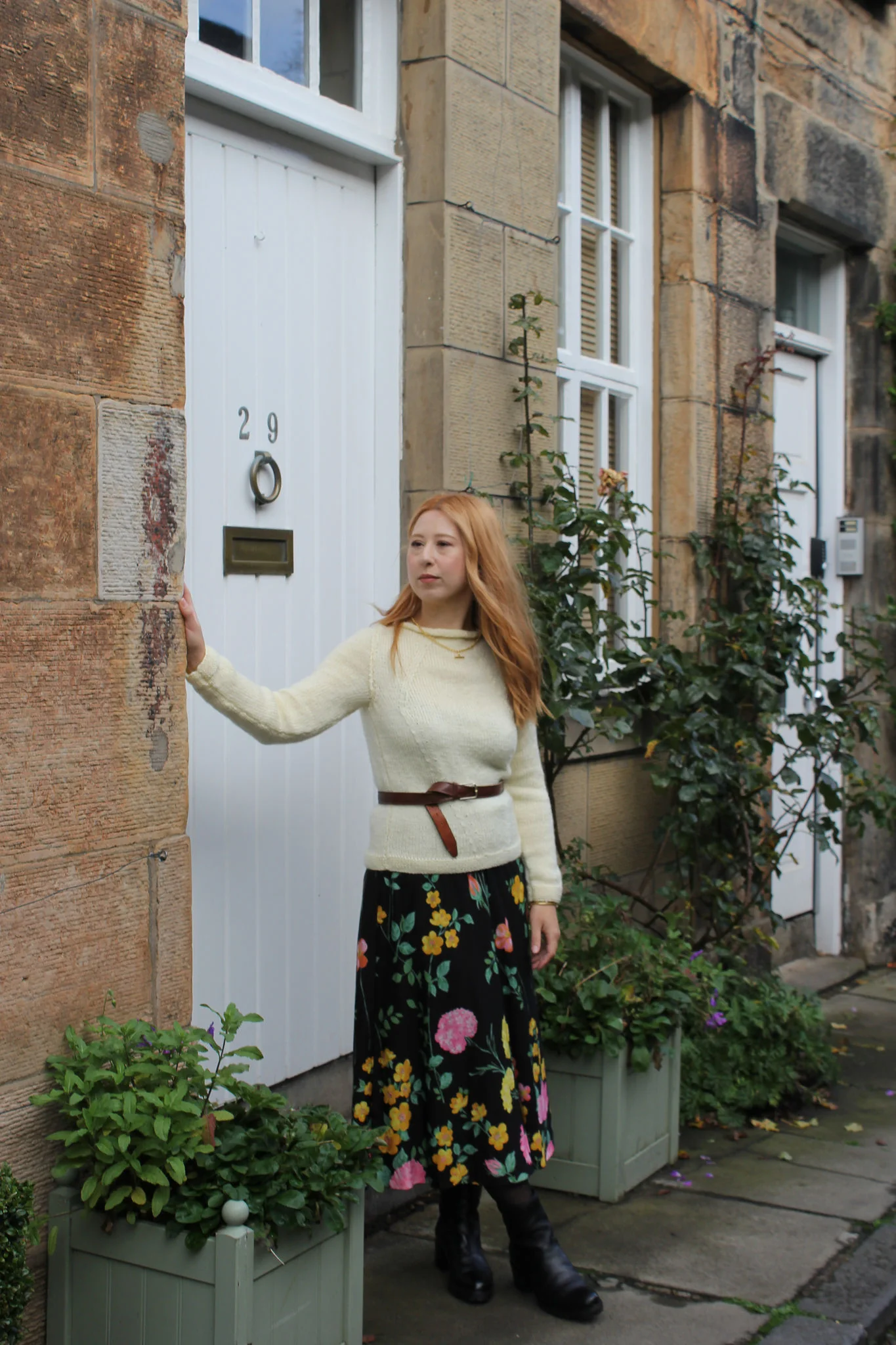 Vintage Pure Wool Handknitted Roll Neck Cream Jumper - XS - Image 12