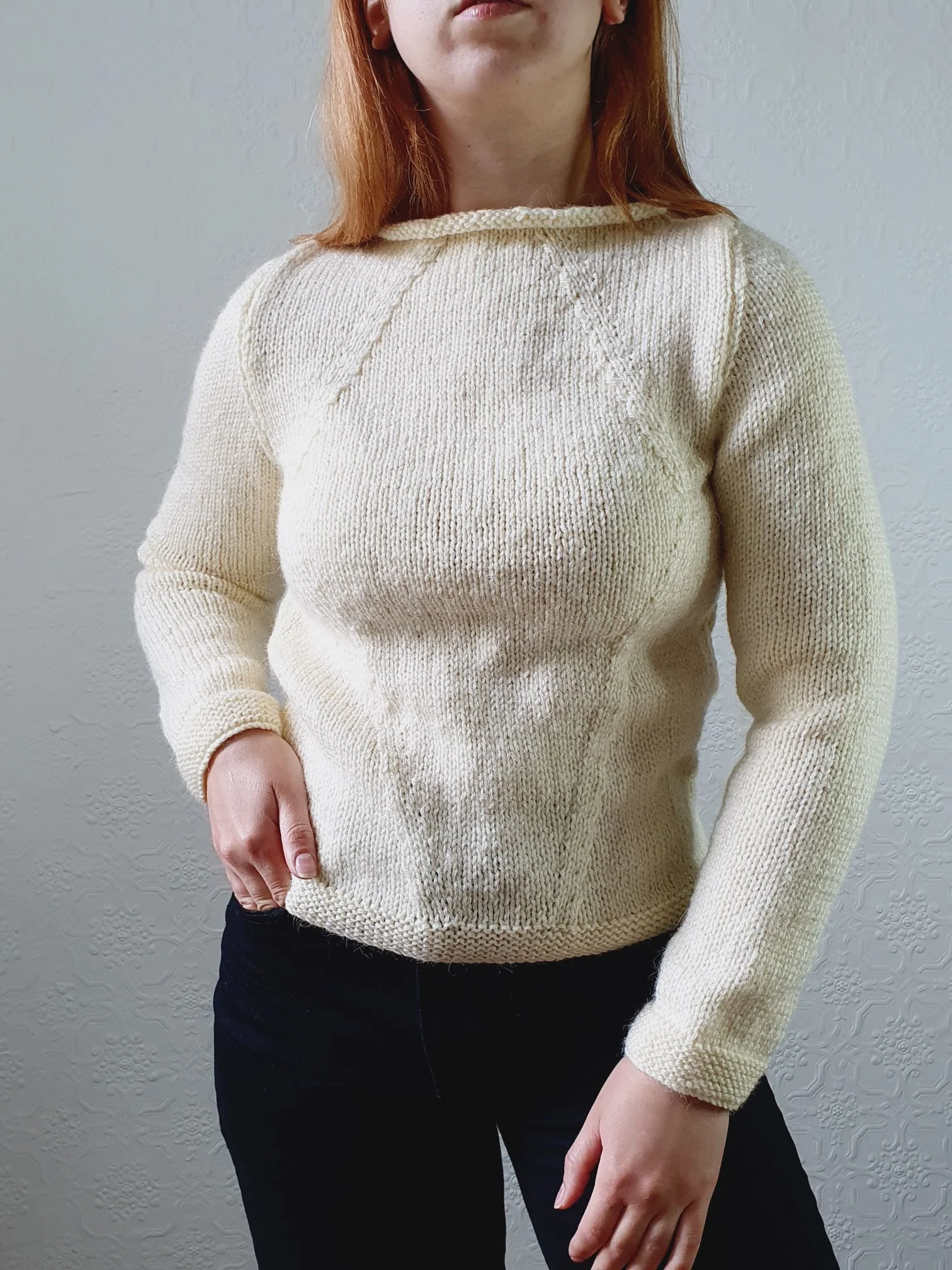 Vintage Pure Wool Handknitted Roll Neck Cream Jumper - XS - Image 6