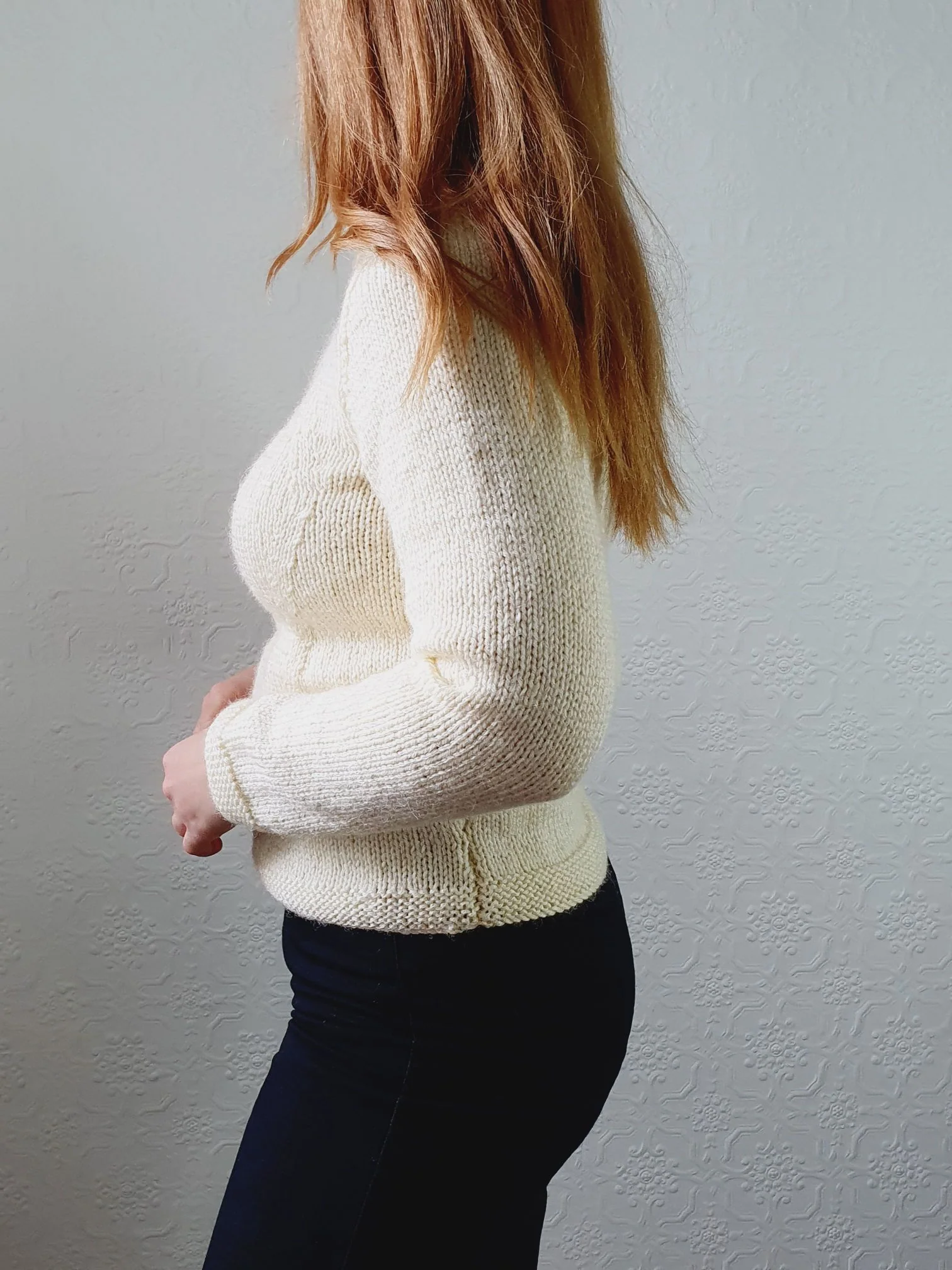 Vintage Pure Wool Handknitted Roll Neck Cream Jumper - XS - Image 7