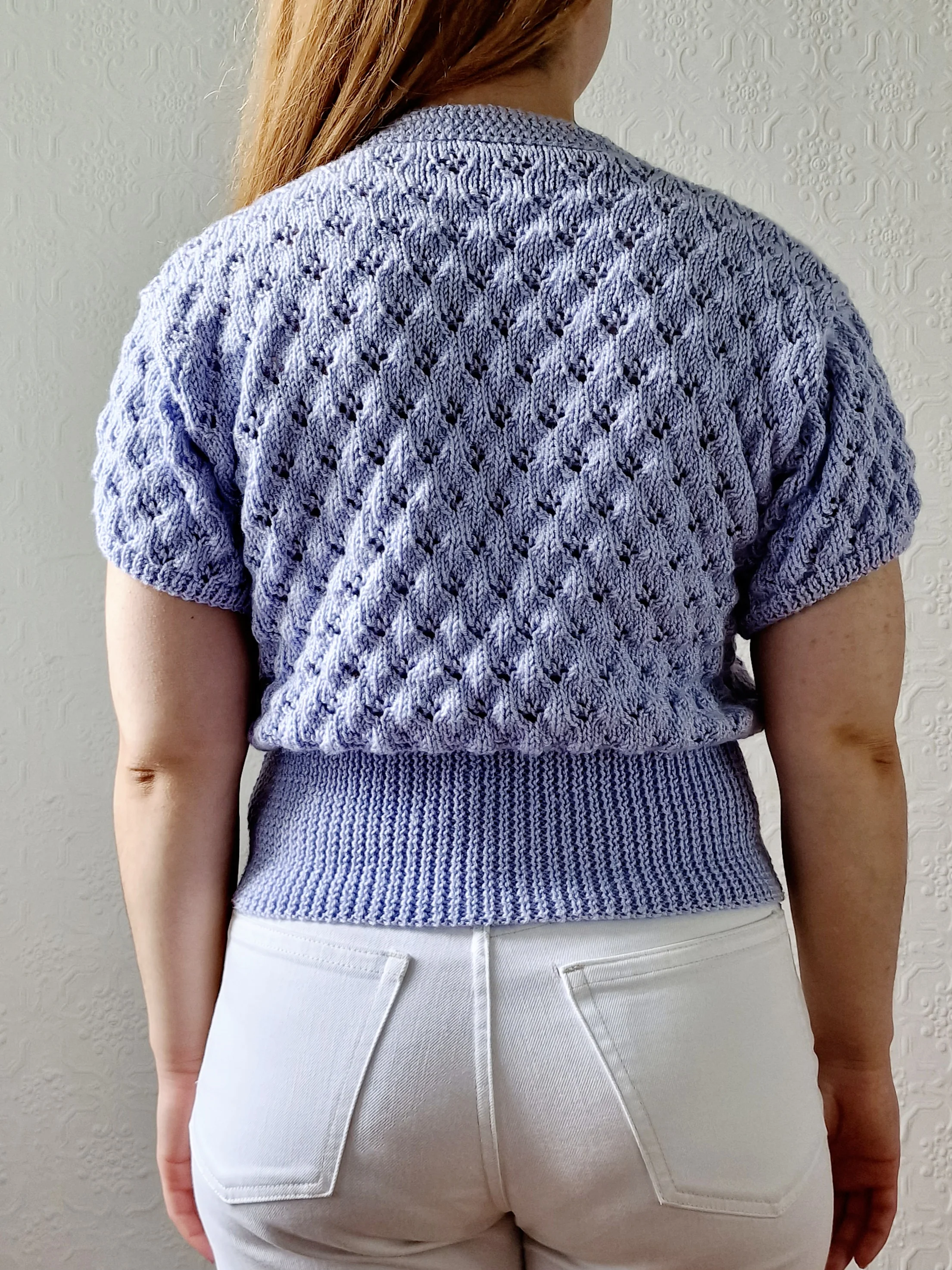 Vintage Purple Knitted Jumper Top with Short Sleeves - XS/S - Image 3
