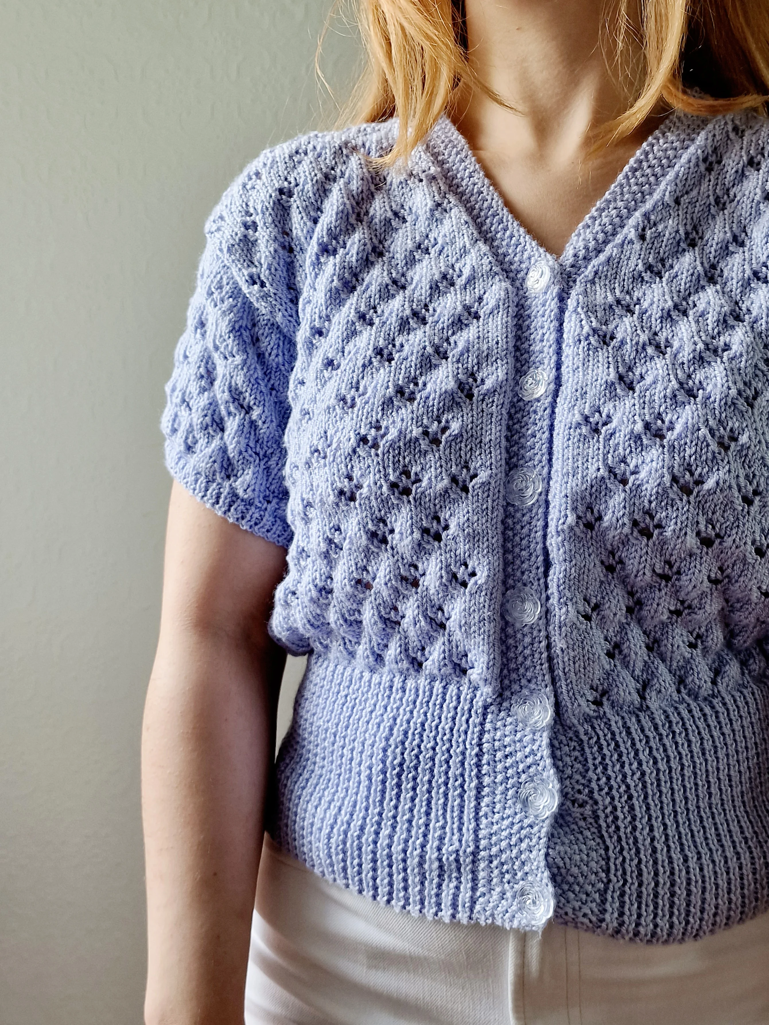 Vintage Purple Knitted Jumper Top with Short Sleeves - XS/S - Image 5