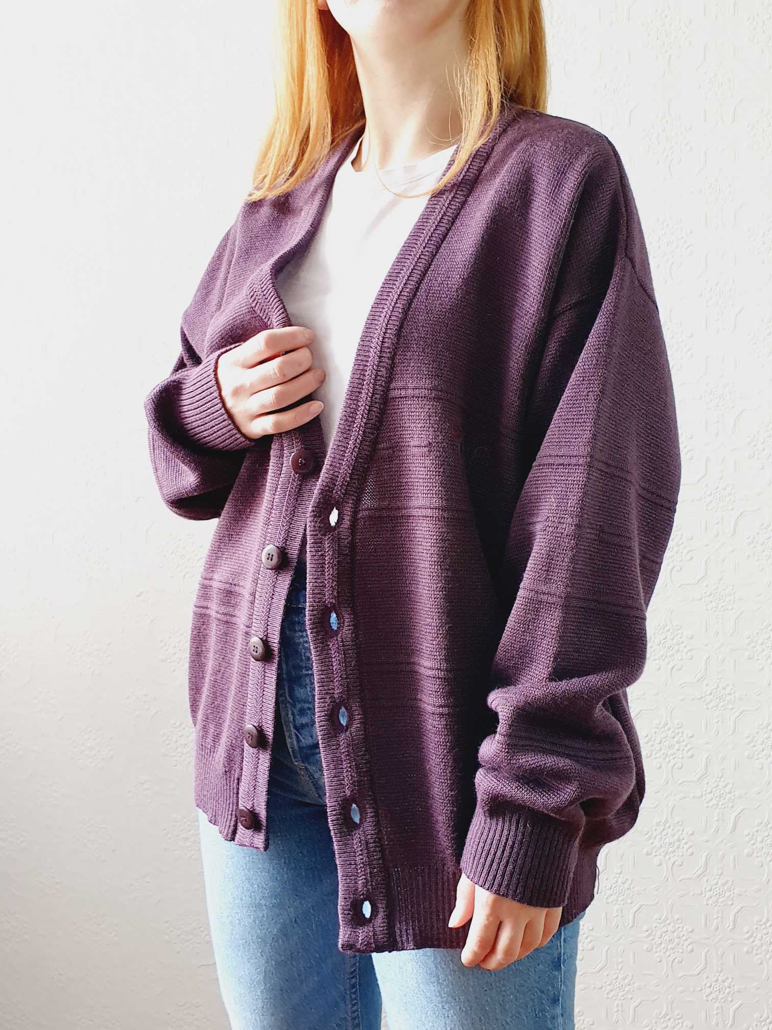 Vintage Purple Wool Cardigan - XL - Image 10