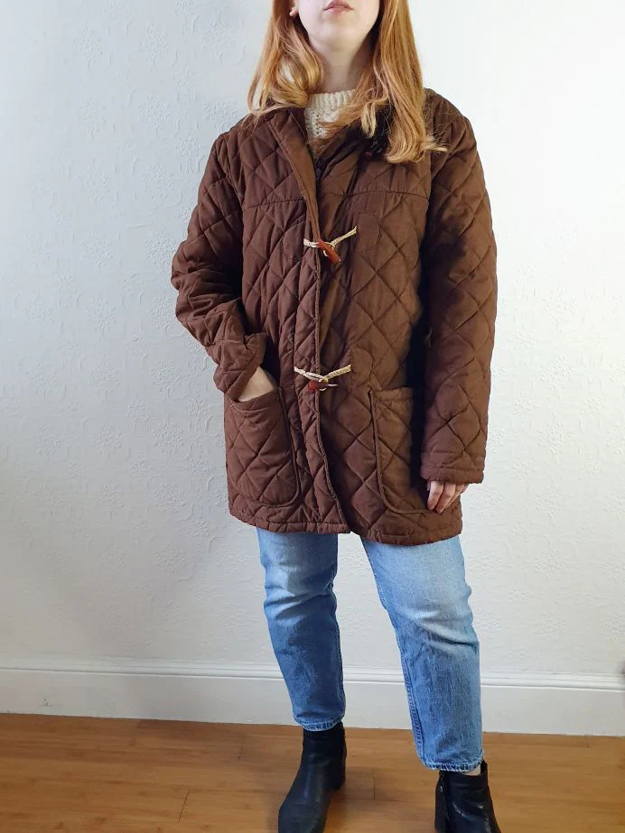 Vintage Quilted Brown Jacket - M - Image 4
