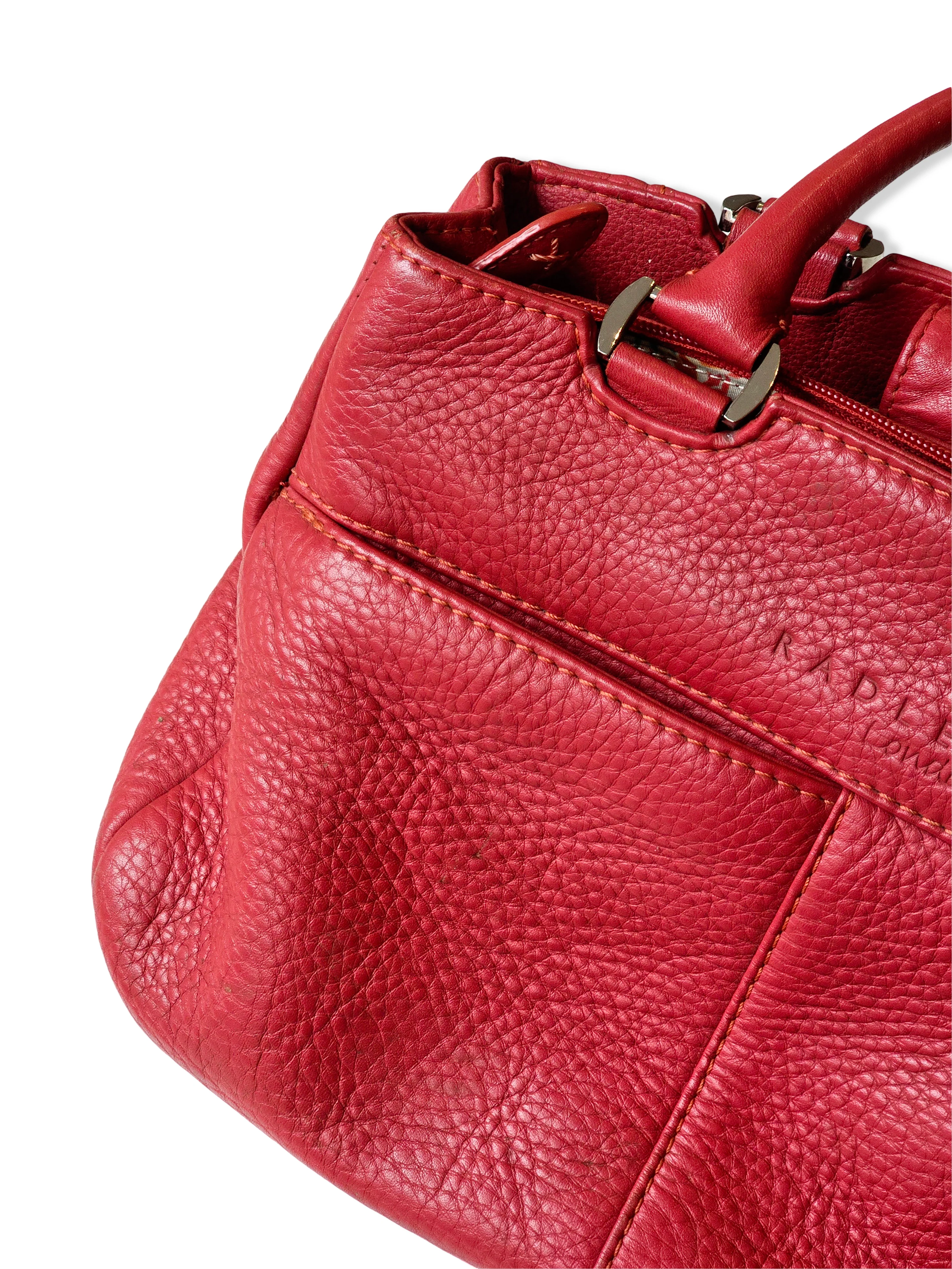 Vintage Radley London Dark Pink Leather Satchel Handbag - Image 11