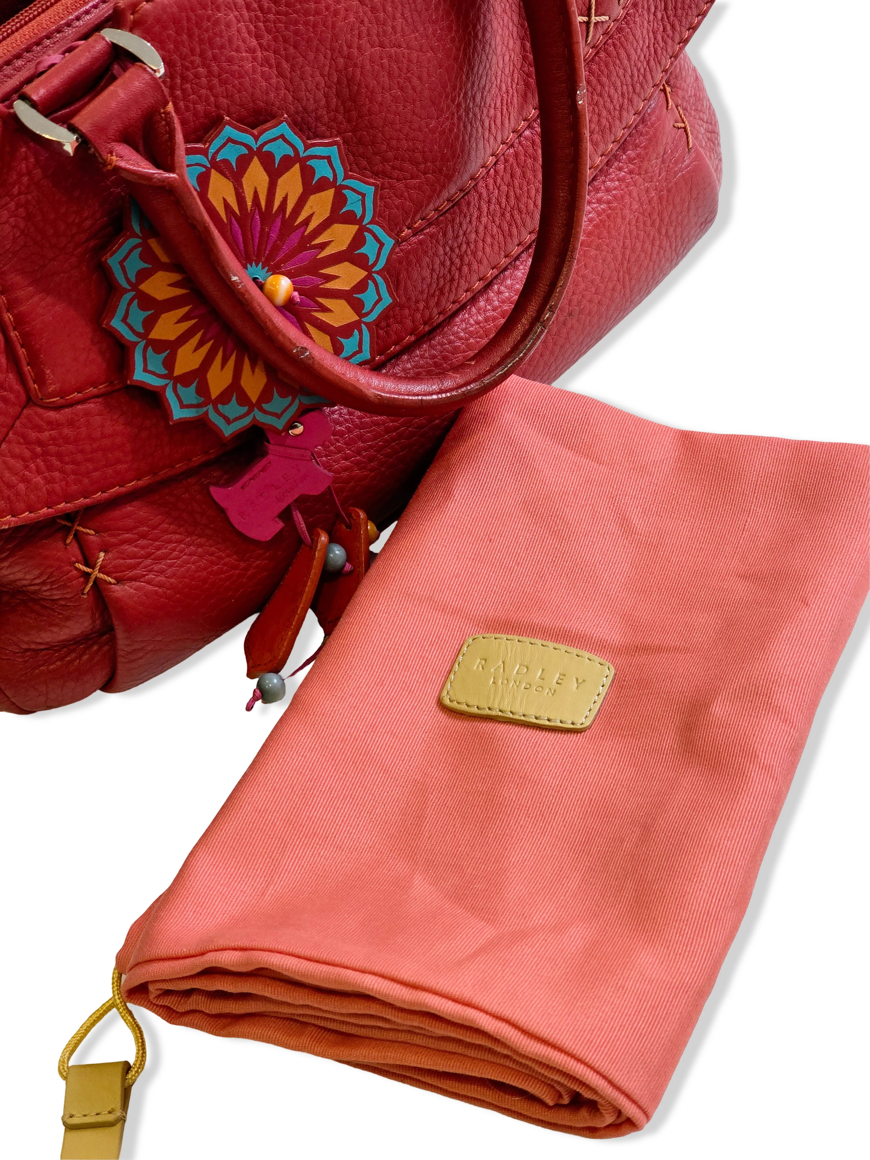 Vintage Radley London Dark Pink Leather Satchel Handbag - Image 3