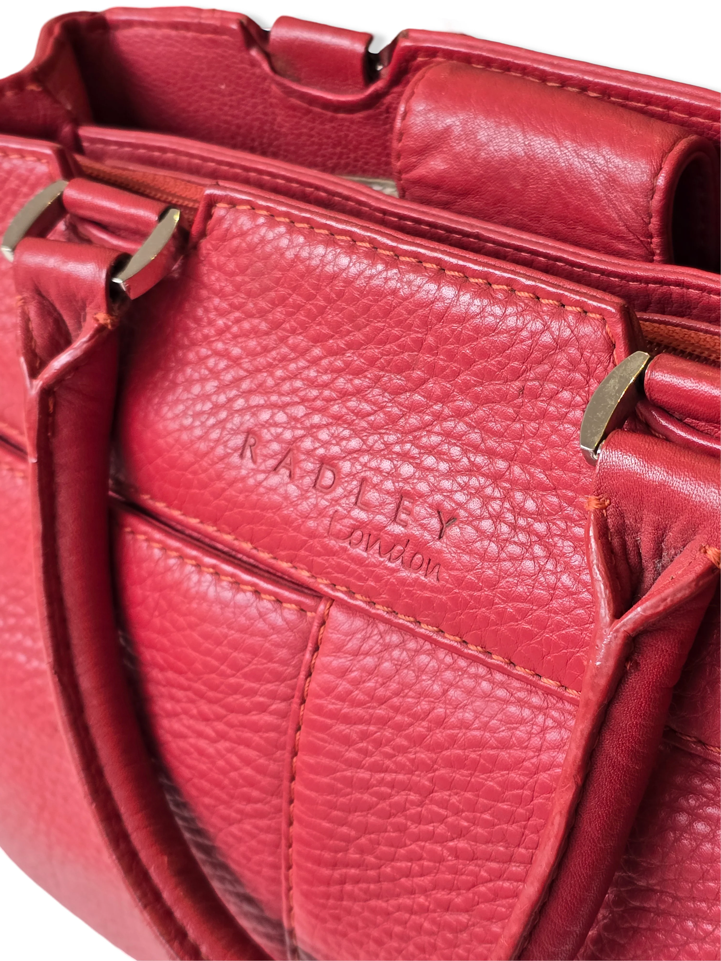 Vintage Radley London Dark Pink Leather Satchel Handbag - Image 4