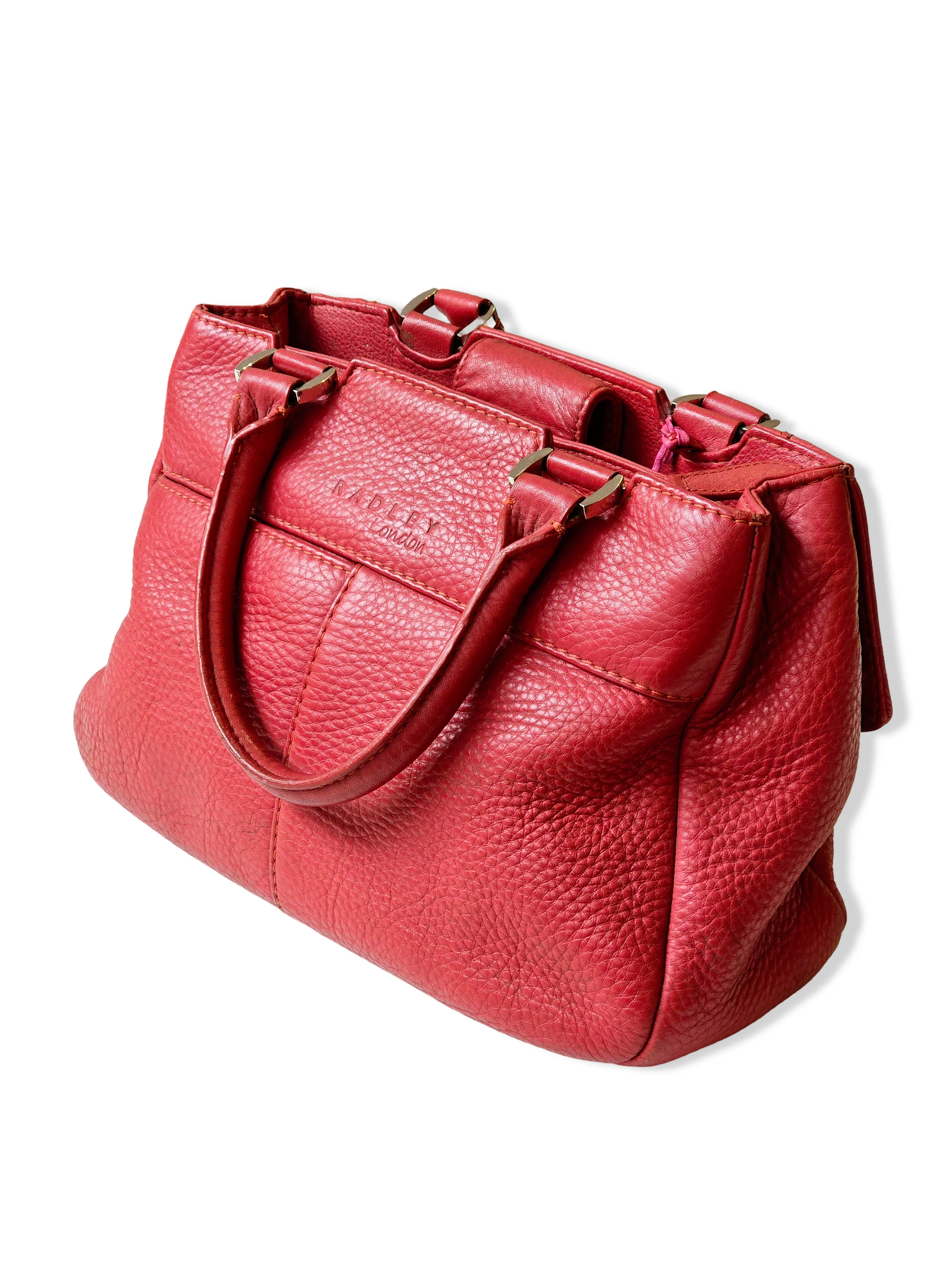 Vintage Radley London Dark Pink Leather Satchel Handbag - Image 5