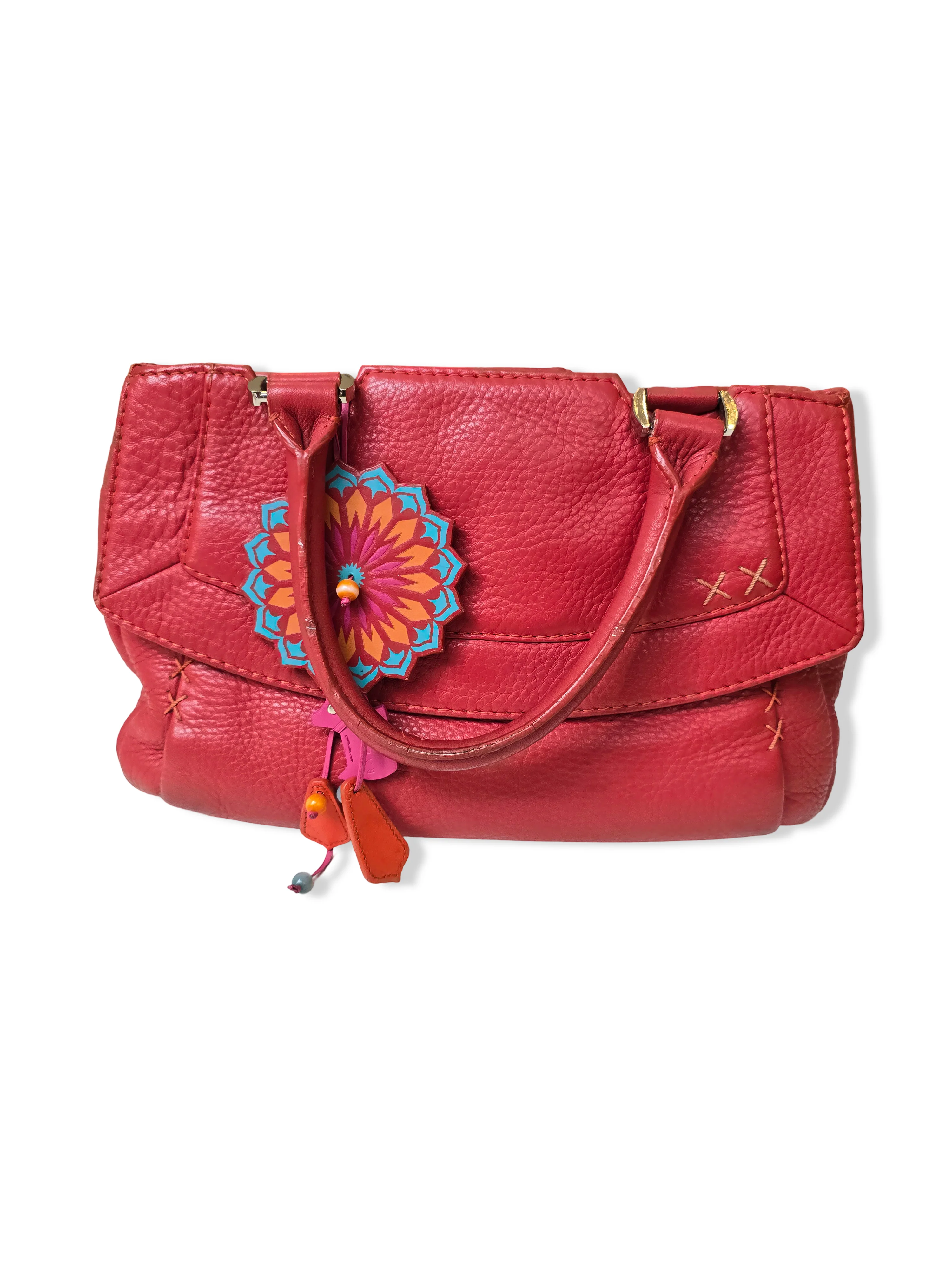 Vintage Radley London Dark Pink Leather Satchel Handbag - Image 6