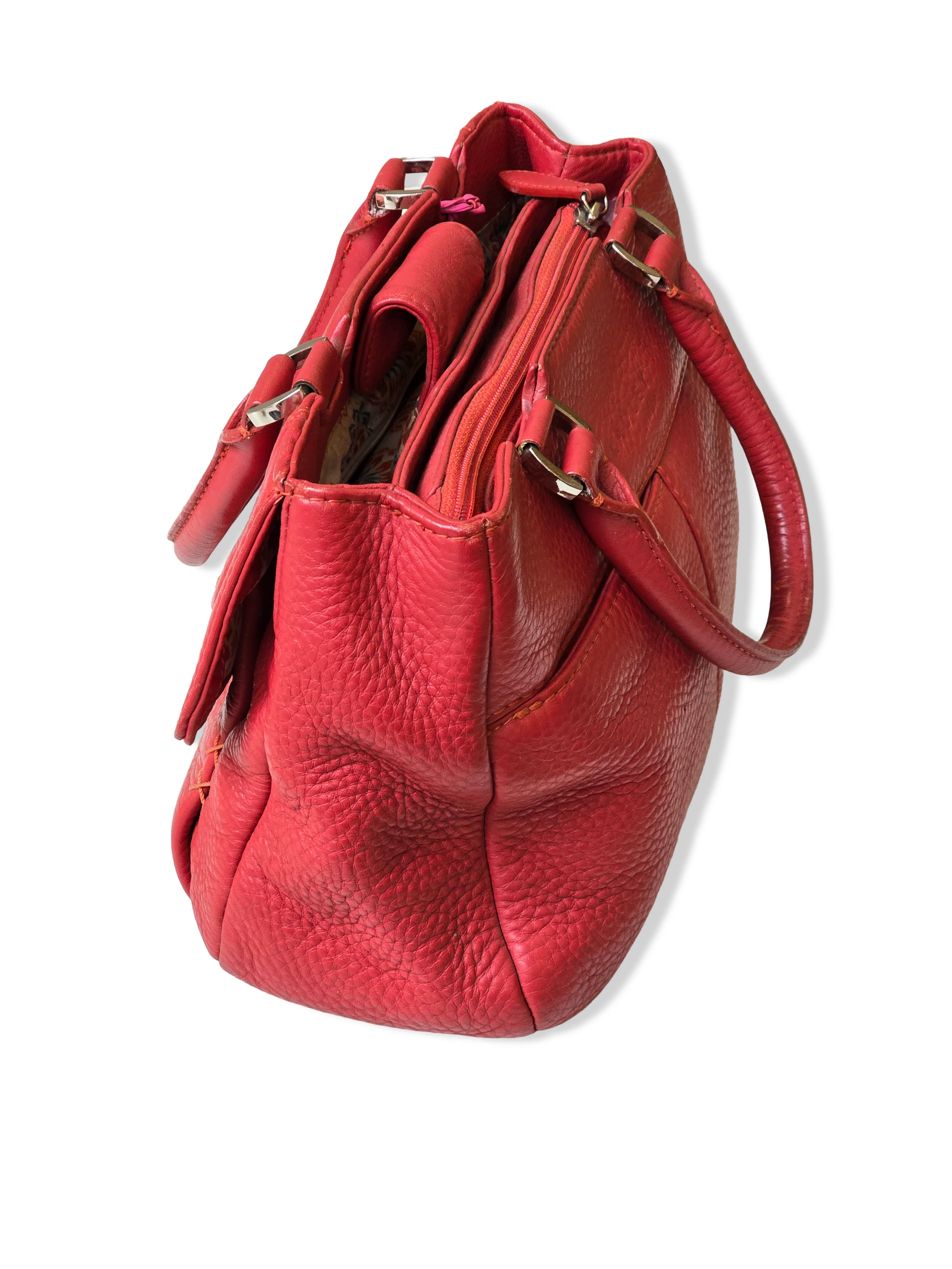 Vintage Radley London Dark Pink Leather Satchel Handbag - Image 7