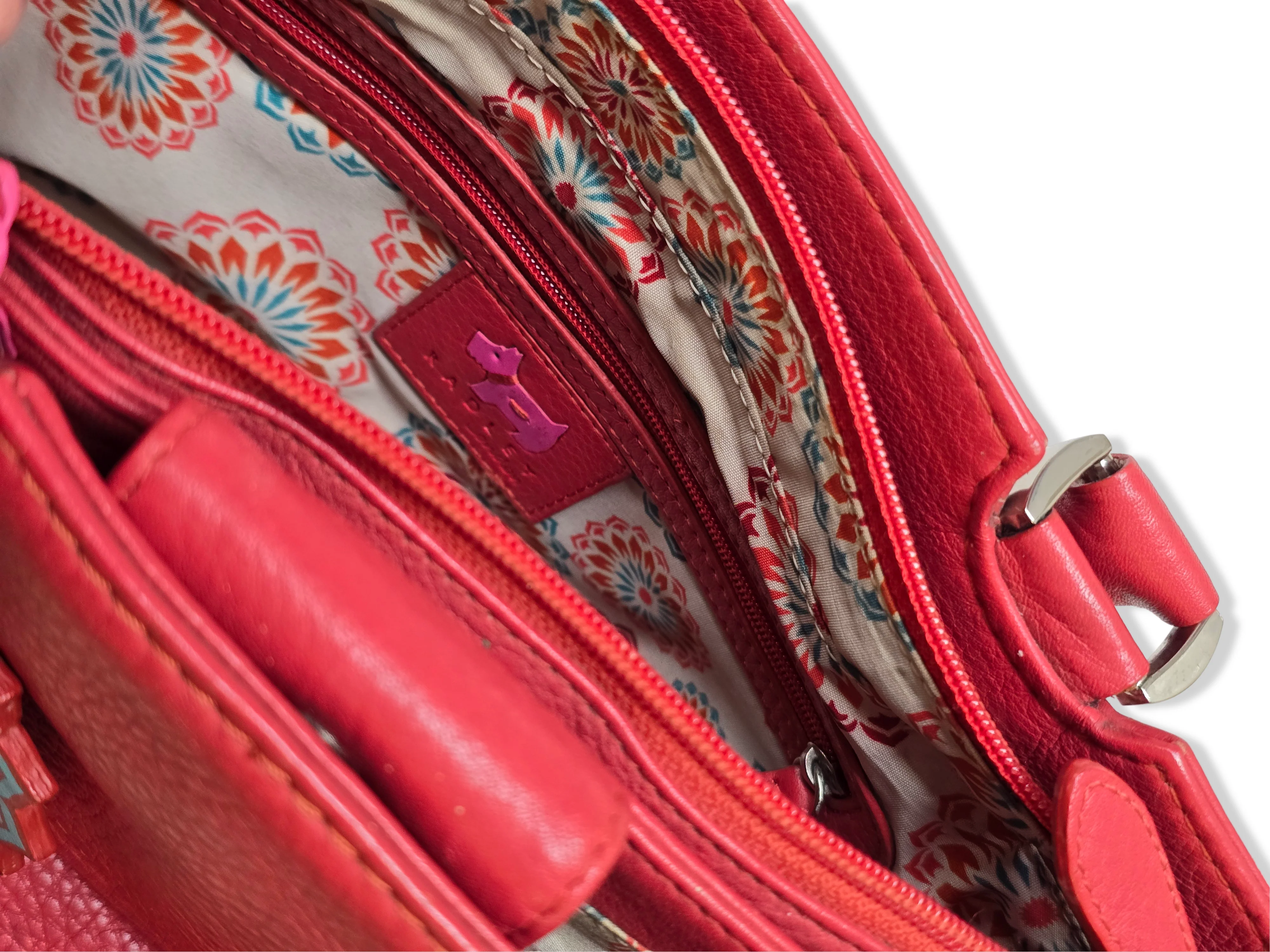 Vintage Radley London Dark Pink Leather Satchel Handbag - Image 9
