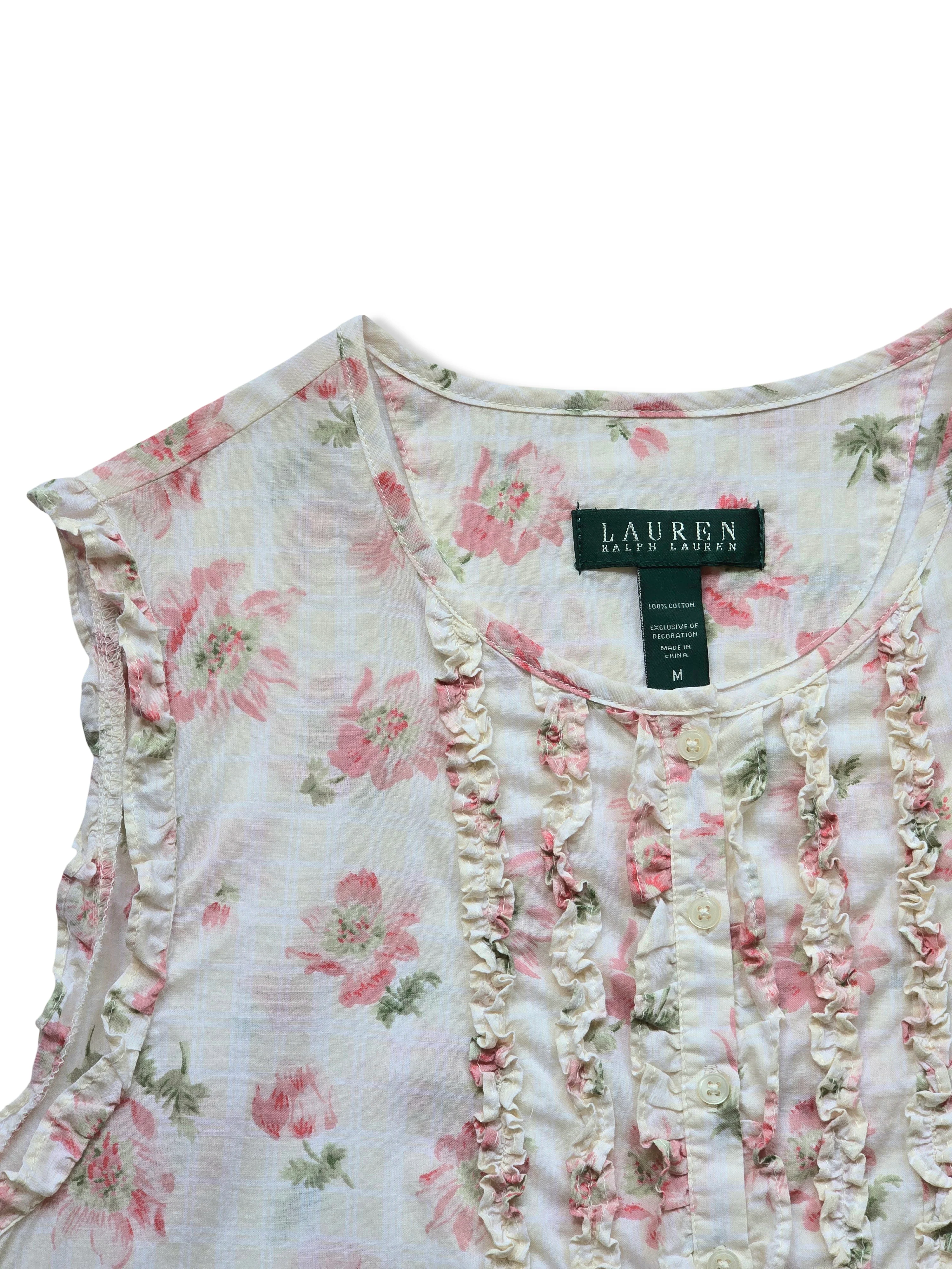 Vintage Ralph Lauren Floral Print Cotton Midi Dress - M - Image 4