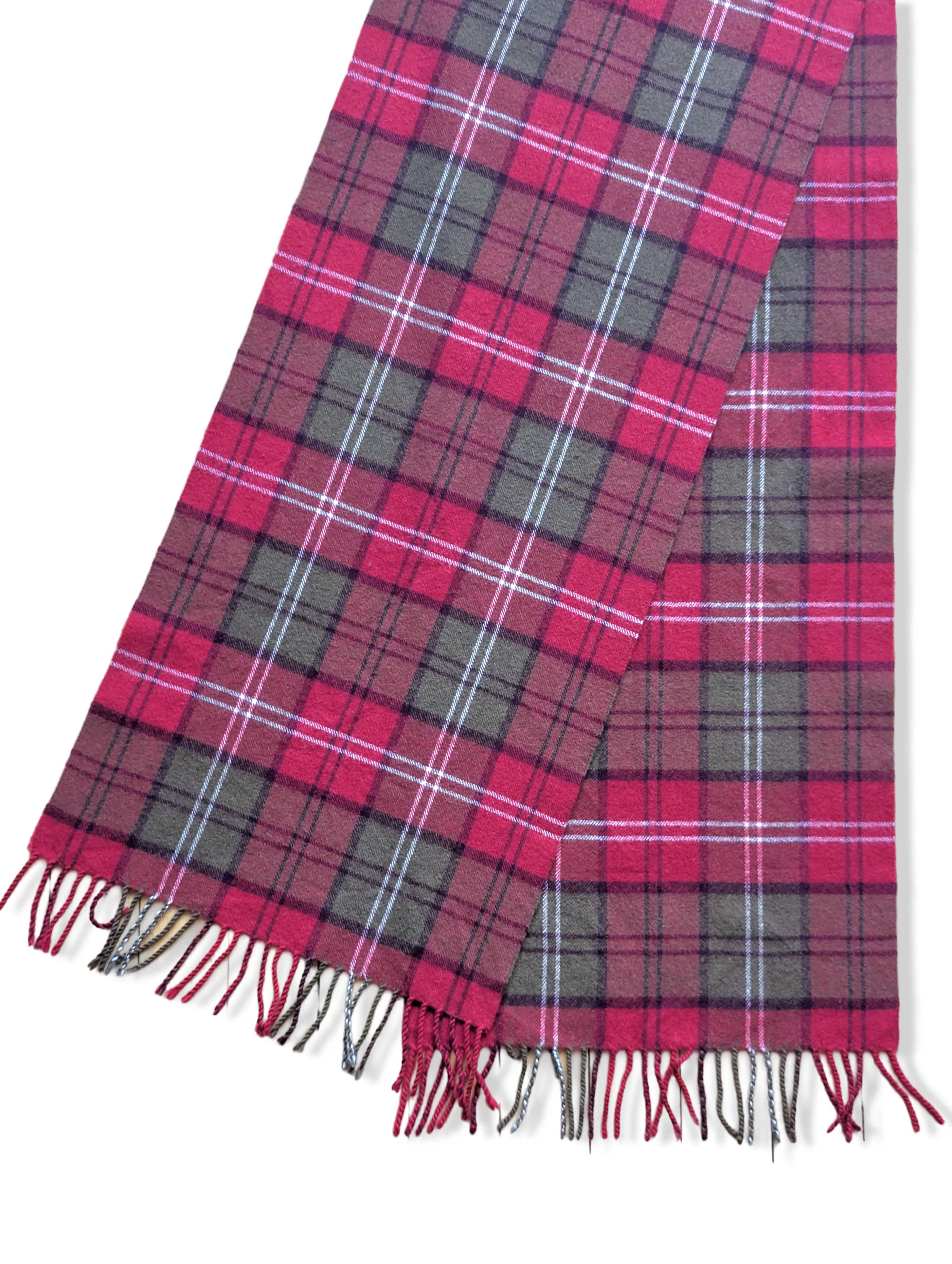 Vintage Red and Green Pure Wool Checked Scarf - Image 2