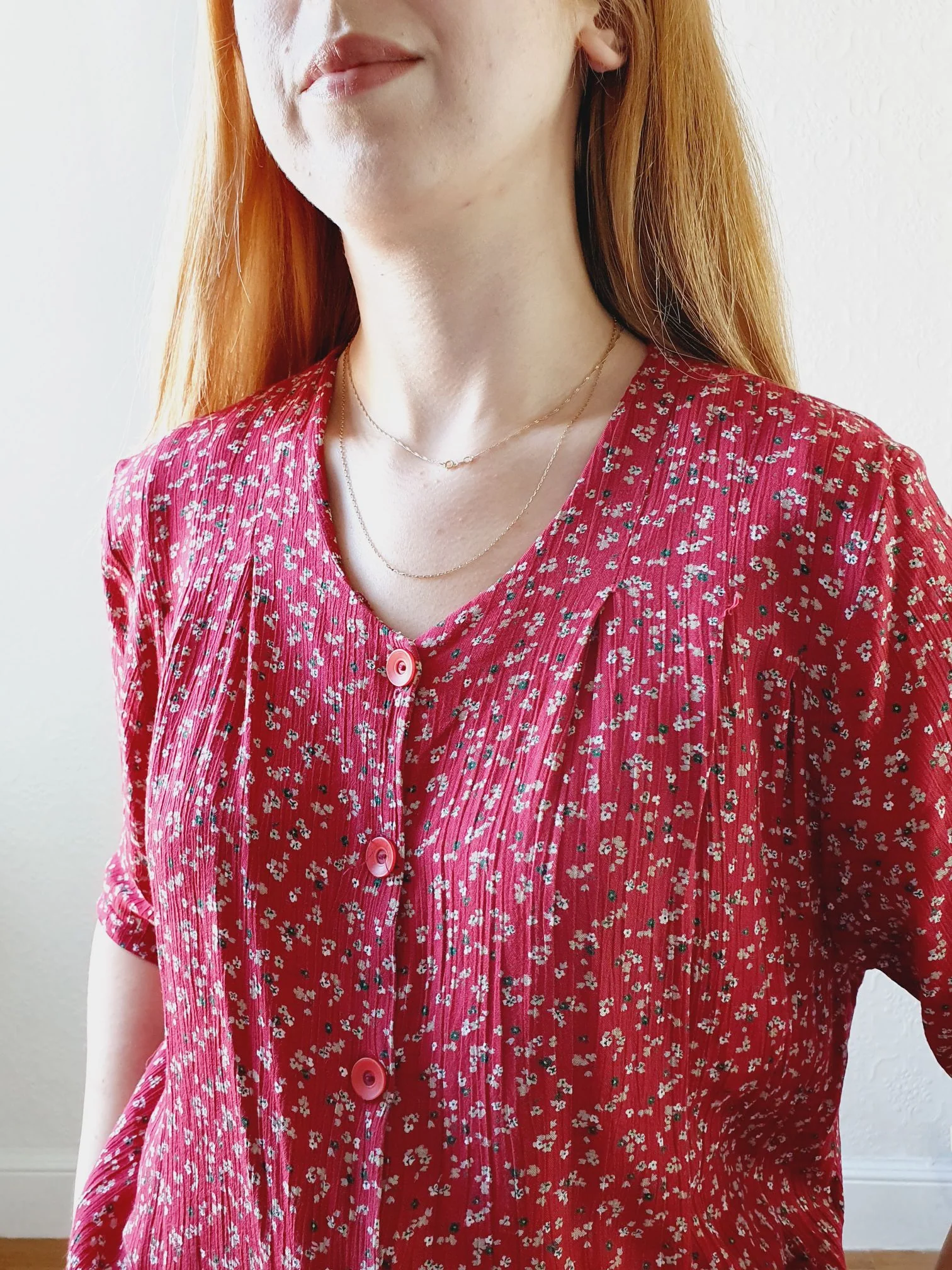 Vintage Red Floral Blouse - L - Image 10