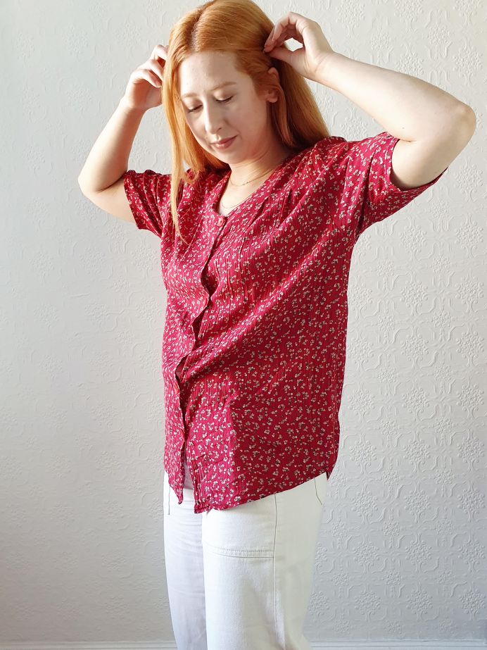 Vintage Red Floral Blouse - L - Image 8