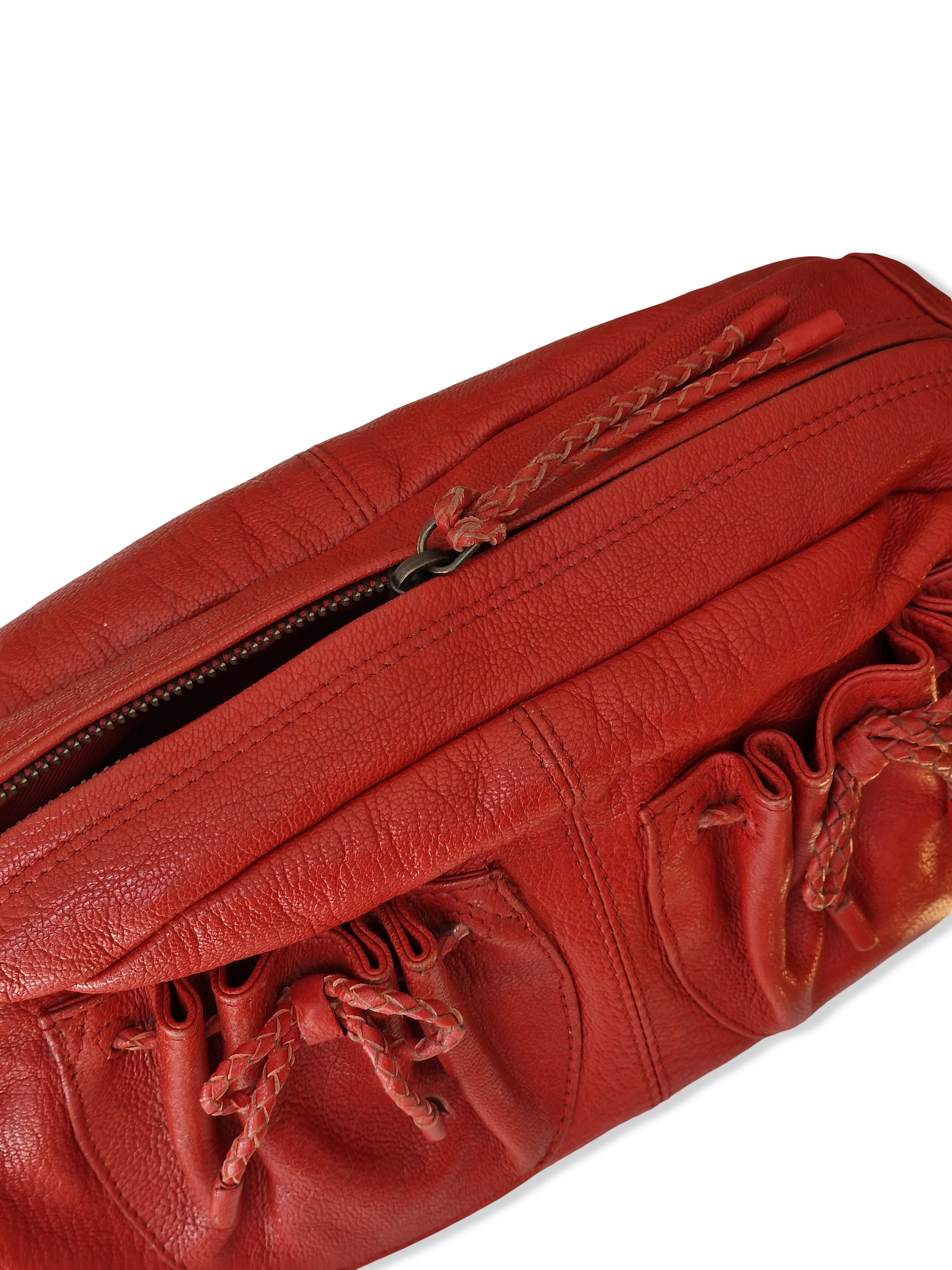 Vintage Red Leather Crossbody/Shoulder Bag with Bows - Image 10