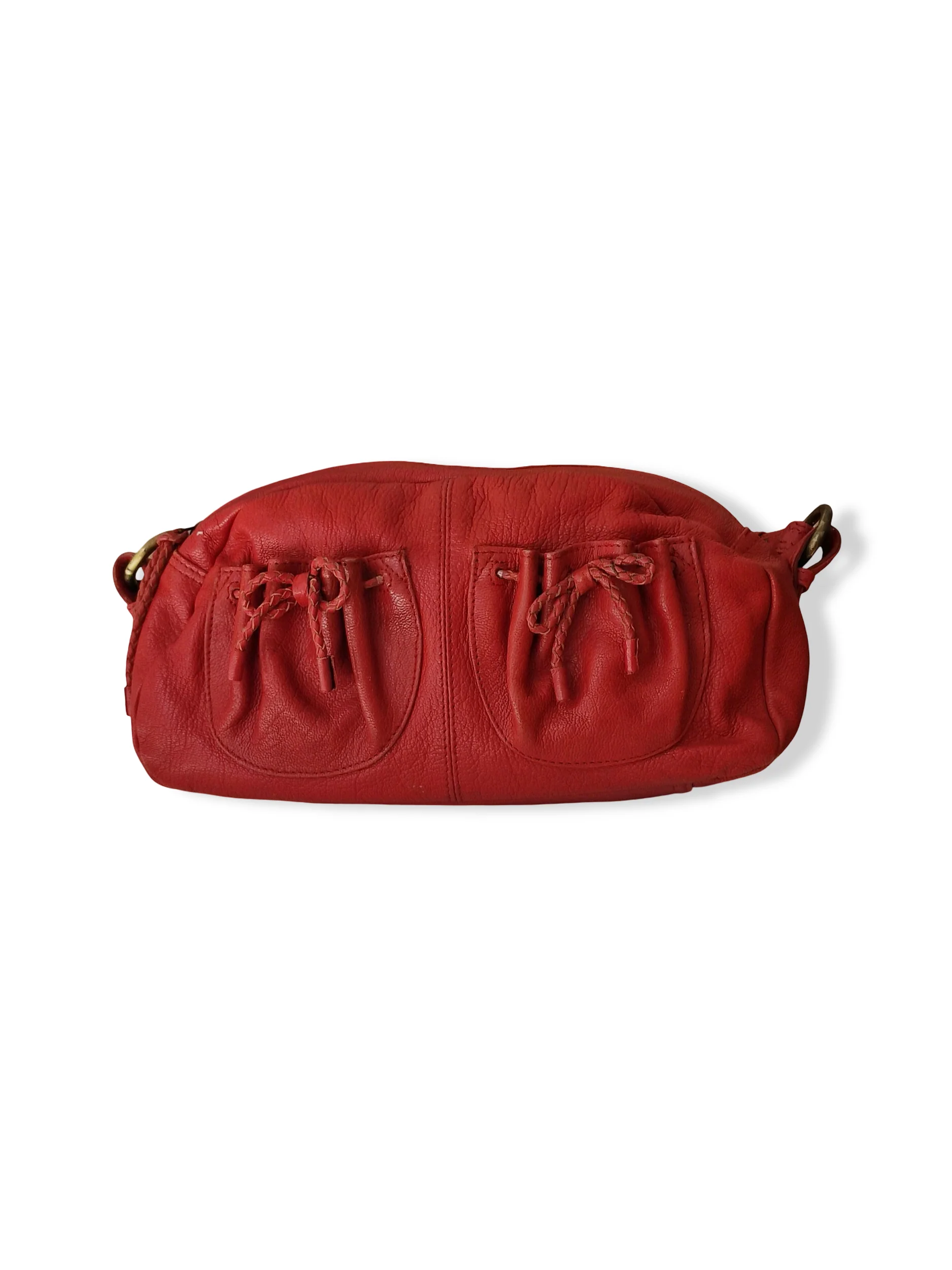 Vintage Red Leather Crossbody/Shoulder Bag with Bows - Image 3