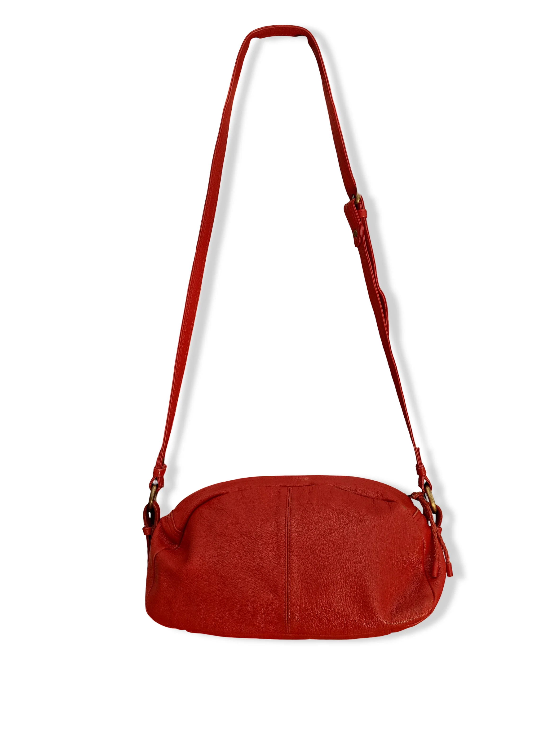 Vintage Red Leather Crossbody/Shoulder Bag with Bows - Image 7