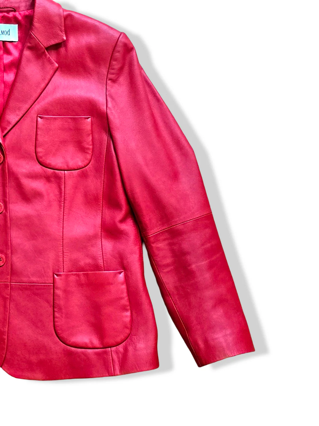 Vintage Red Leather Blazer Jacket - S/M - Image 2