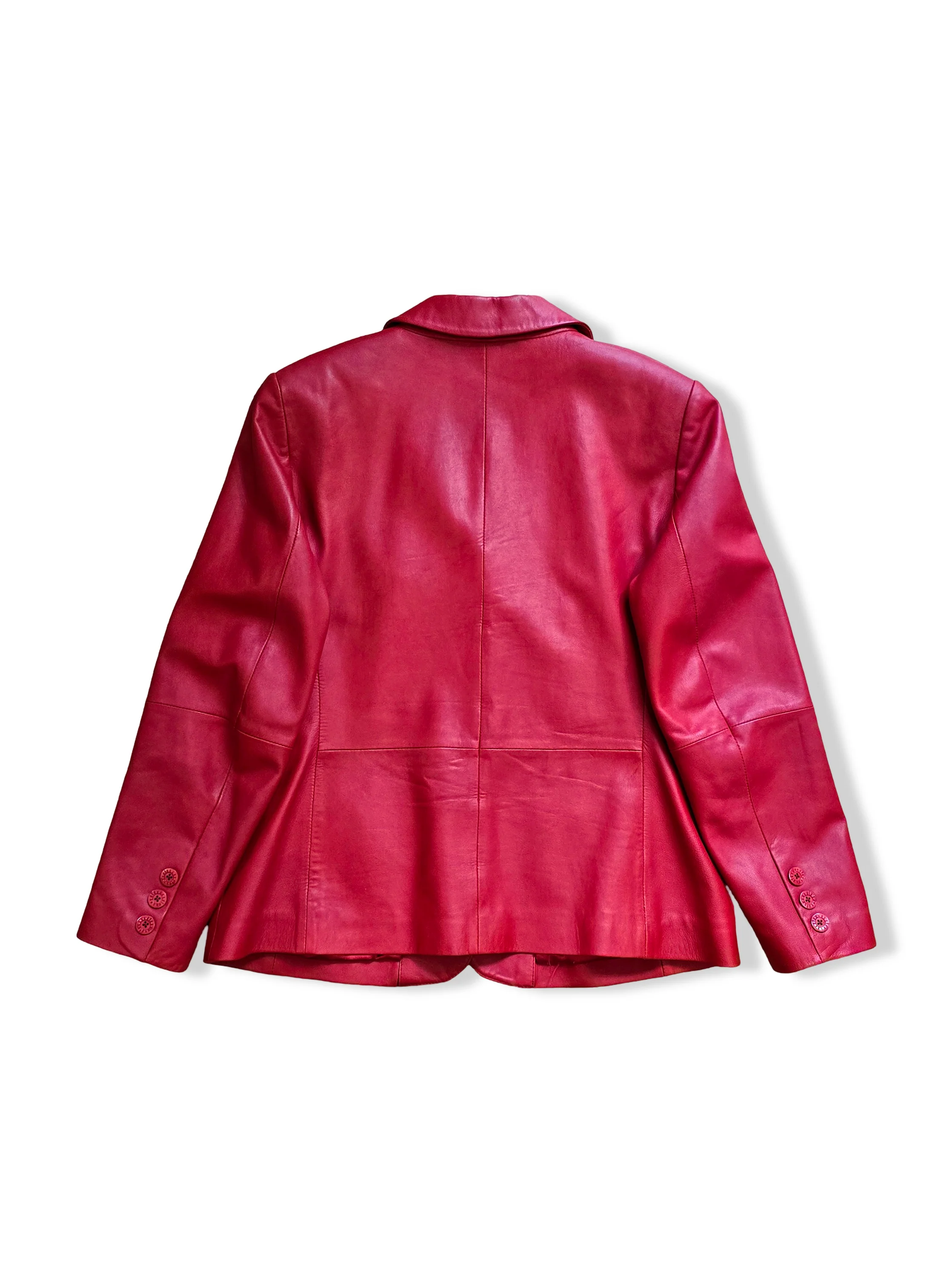 Vintage Red Leather Blazer Jacket - S/M - Image 4