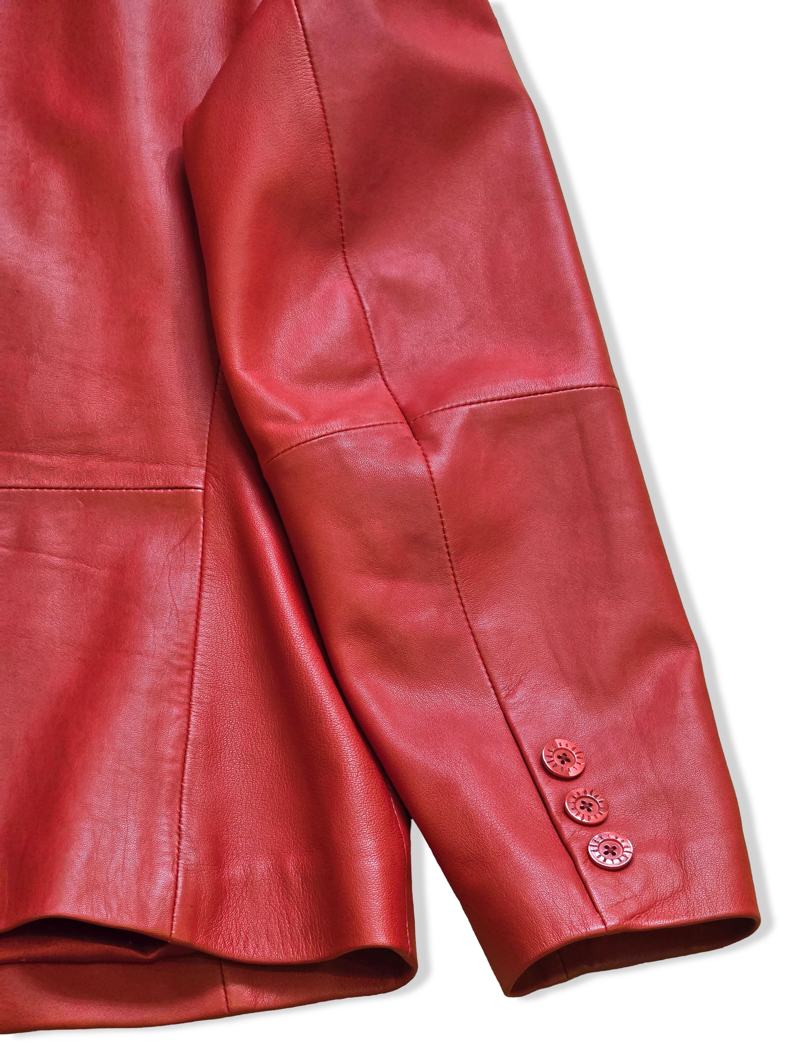 Vintage Red Leather Blazer Jacket - S/M - Image 5