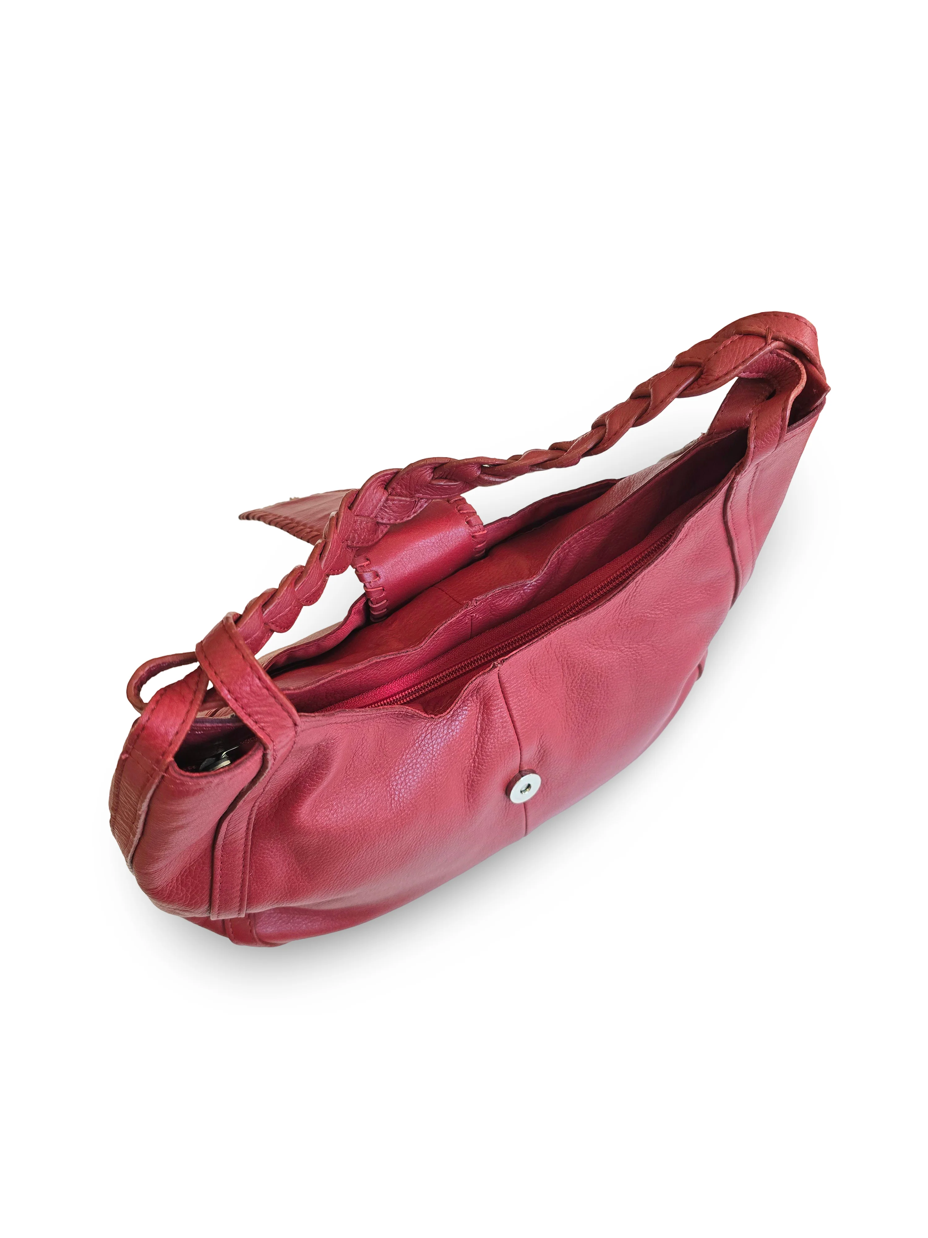 Vintage Red Leather Shoulder Handbag - Image 2