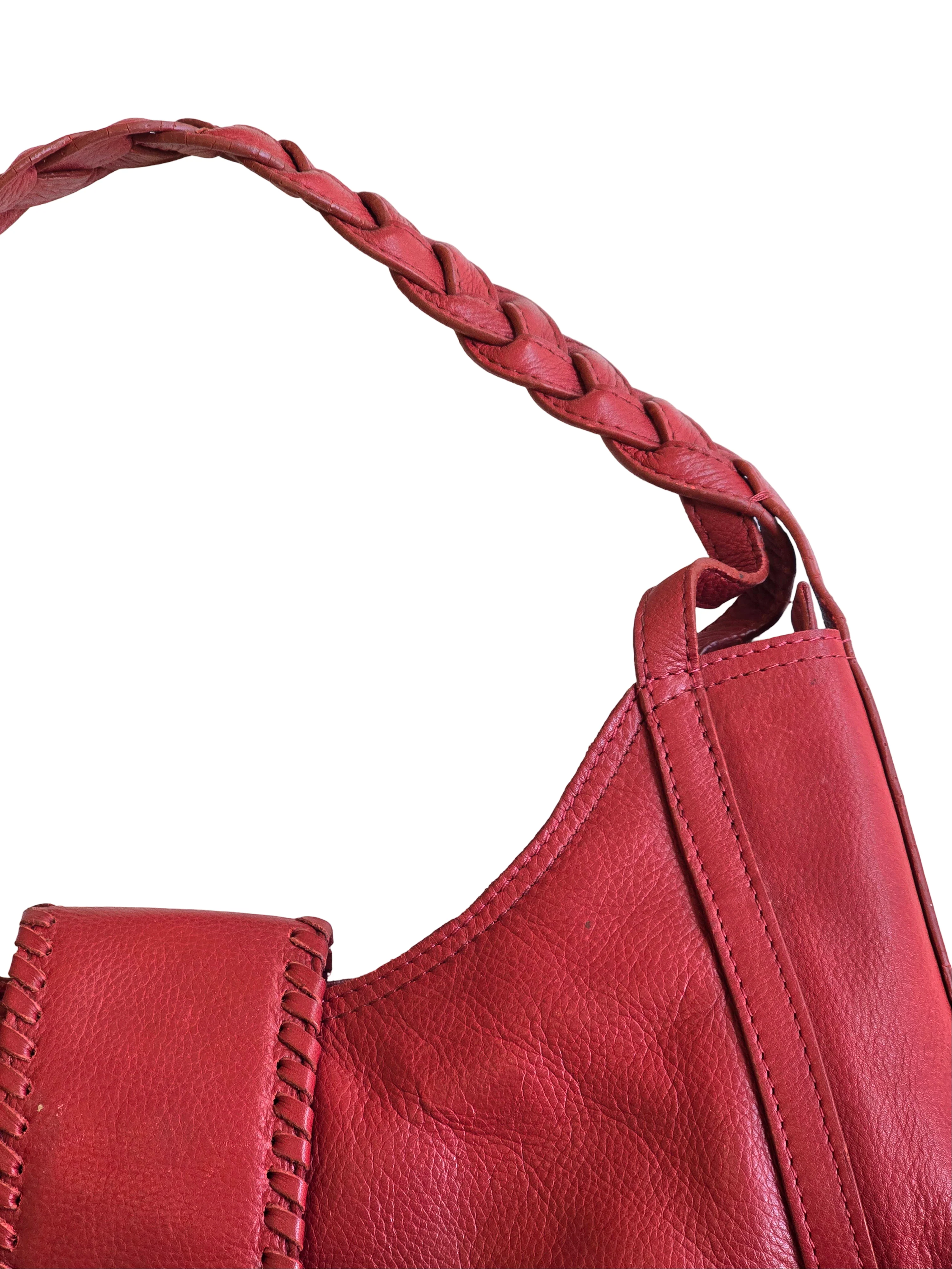 Vintage Red Leather Shoulder Handbag - Image 6