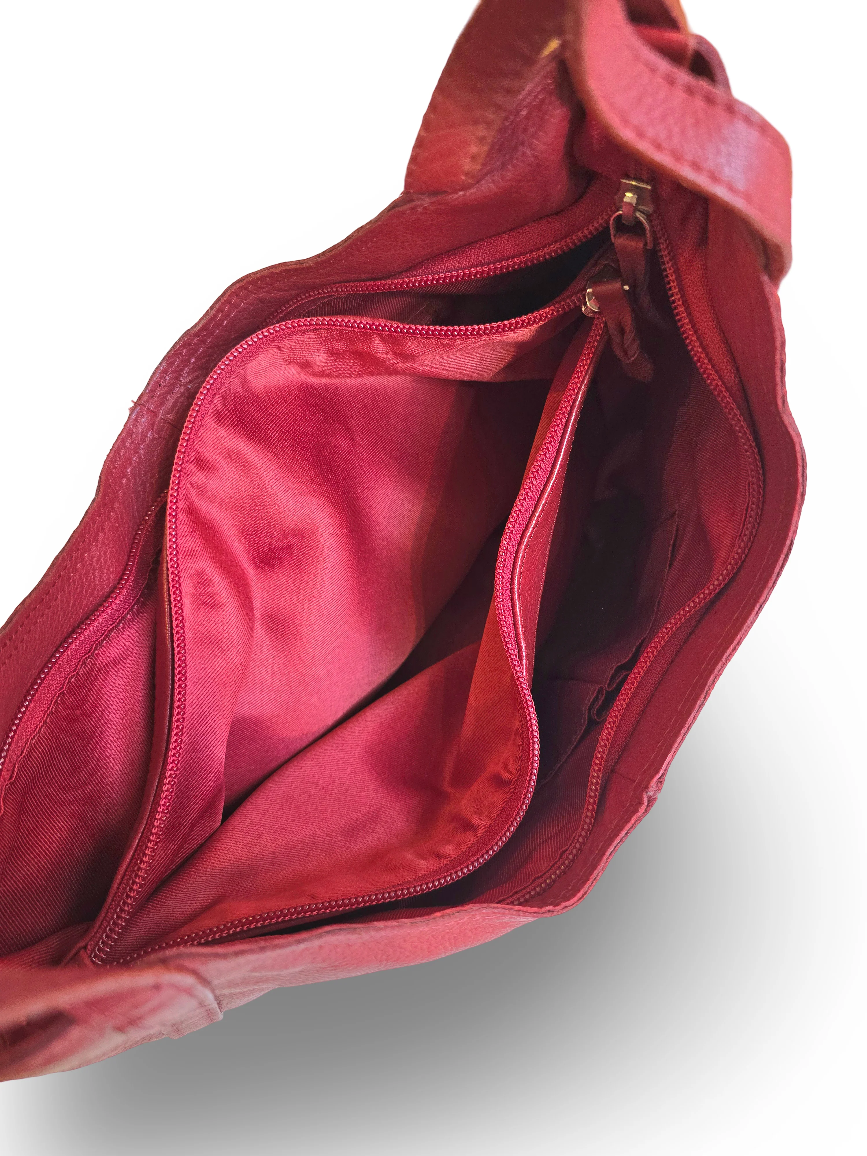 Vintage Red Leather Shoulder Handbag - Image 7