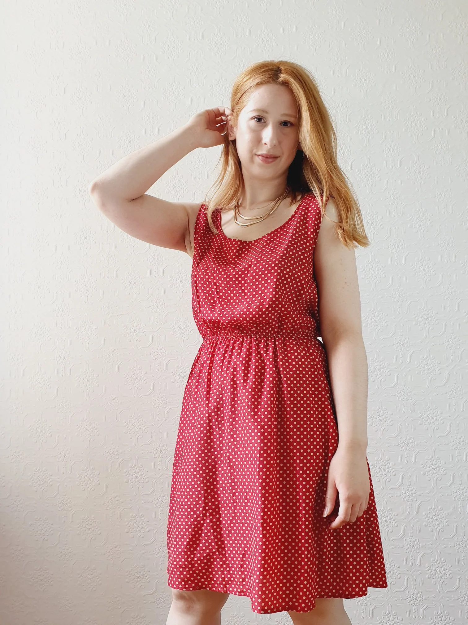 Vintage Red Polka Dot Dress - S - Image 4