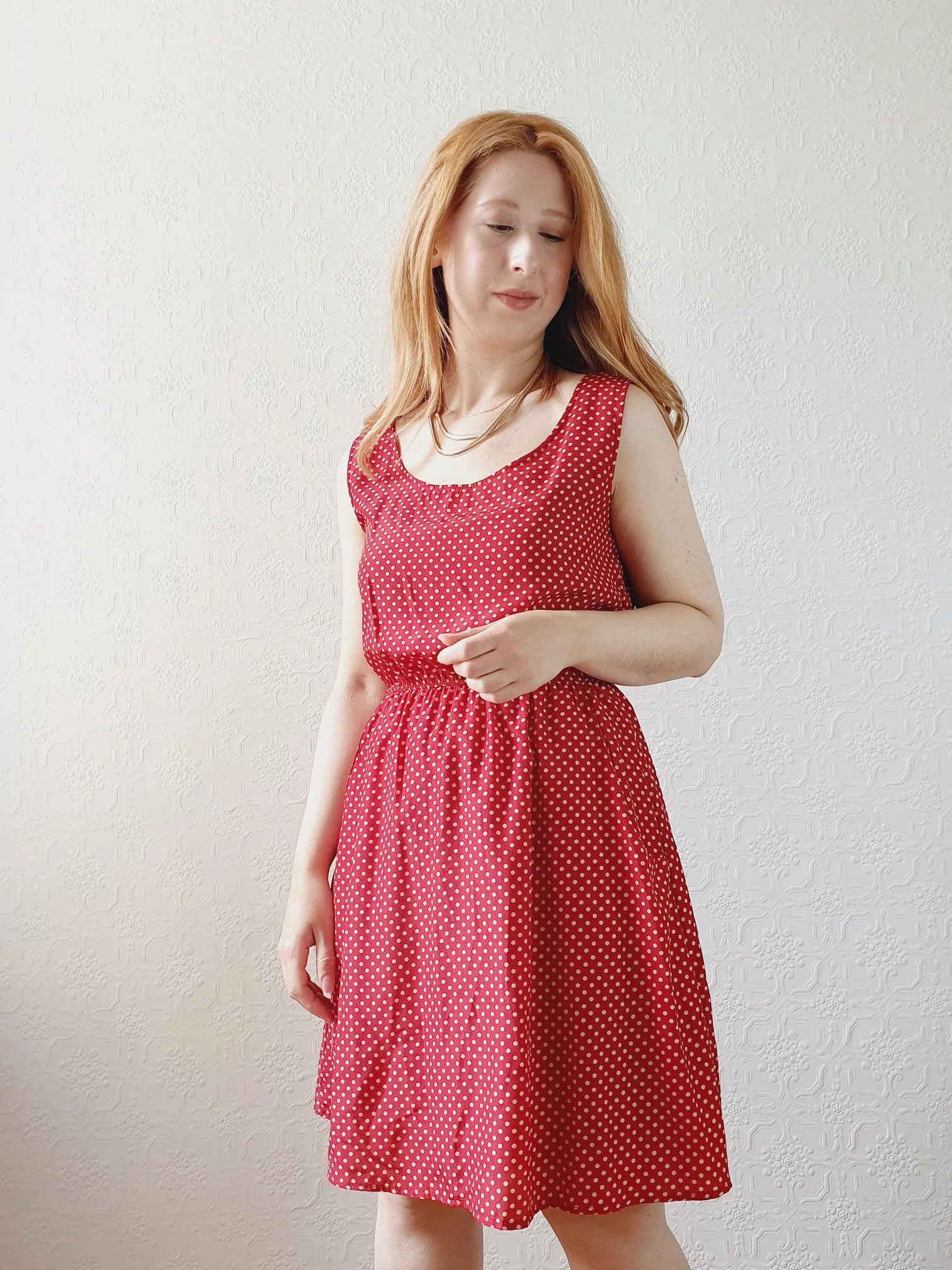 Vintage Red Polka Dot Dress - S - Image 5