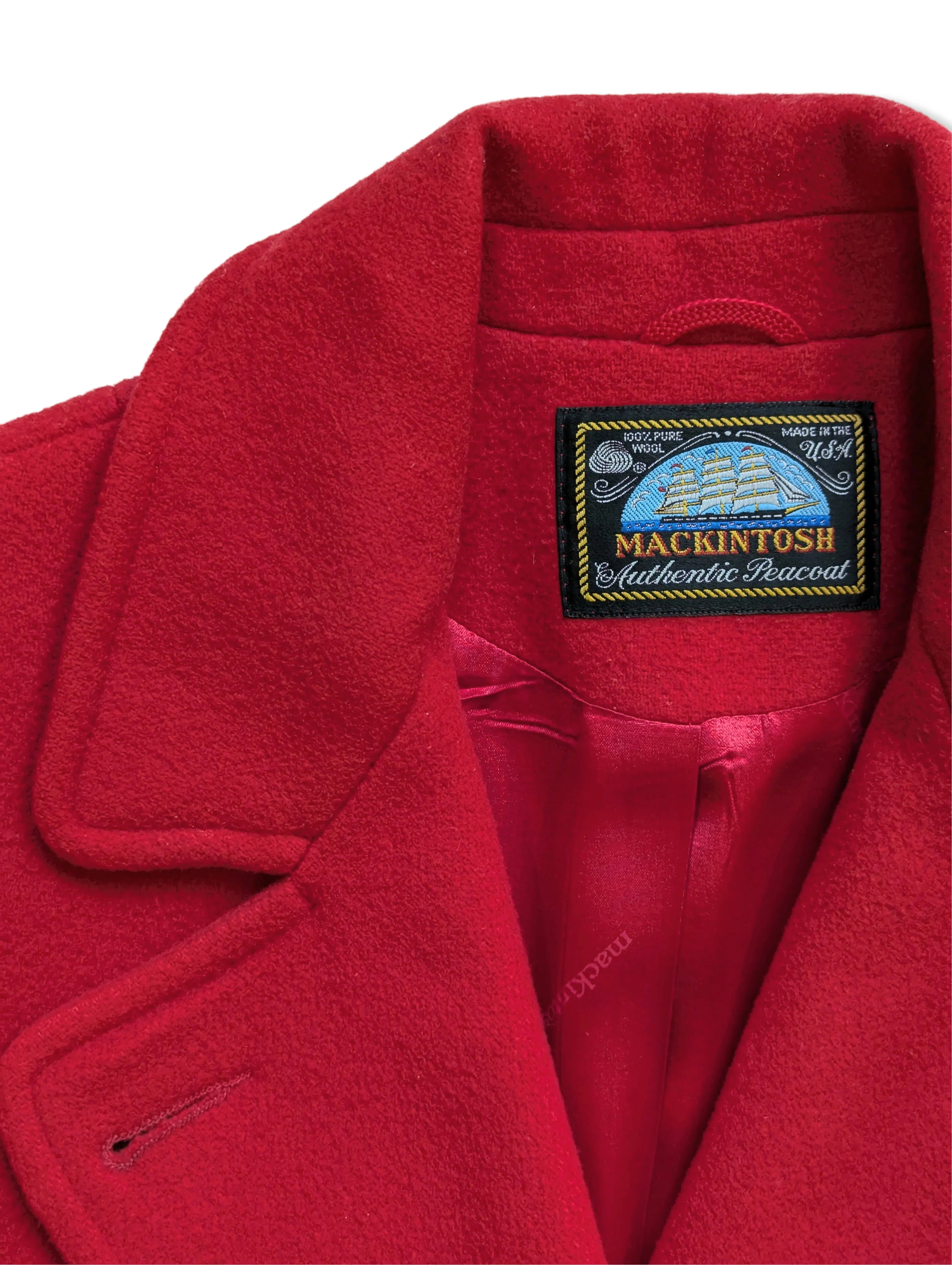 Vintage Red Pure Wool Macintosh Peacoat - S/M - Image 5
