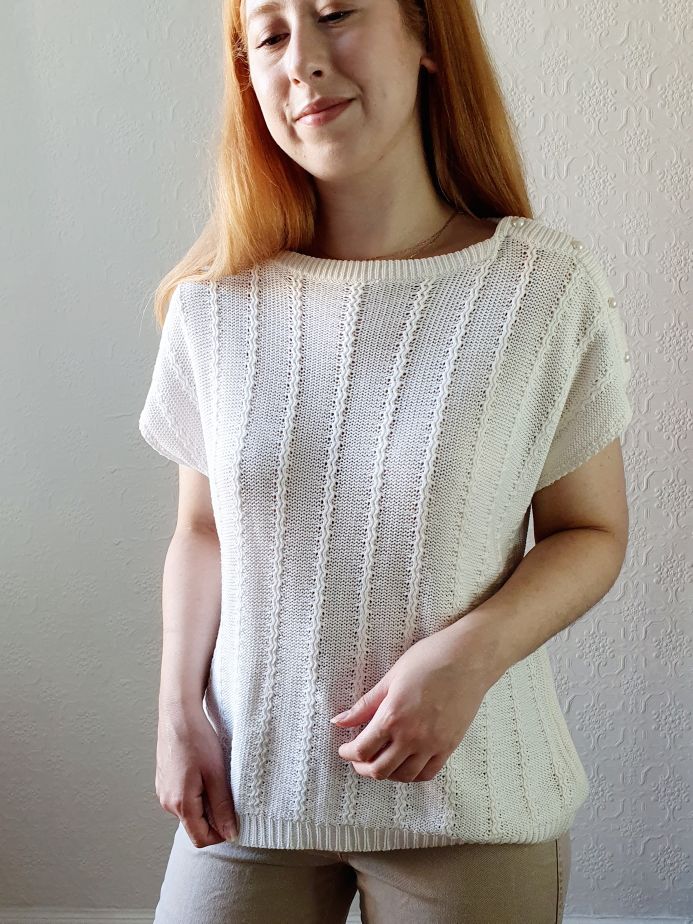 Vintage Relaxed Cream Knit - XL - Image 10