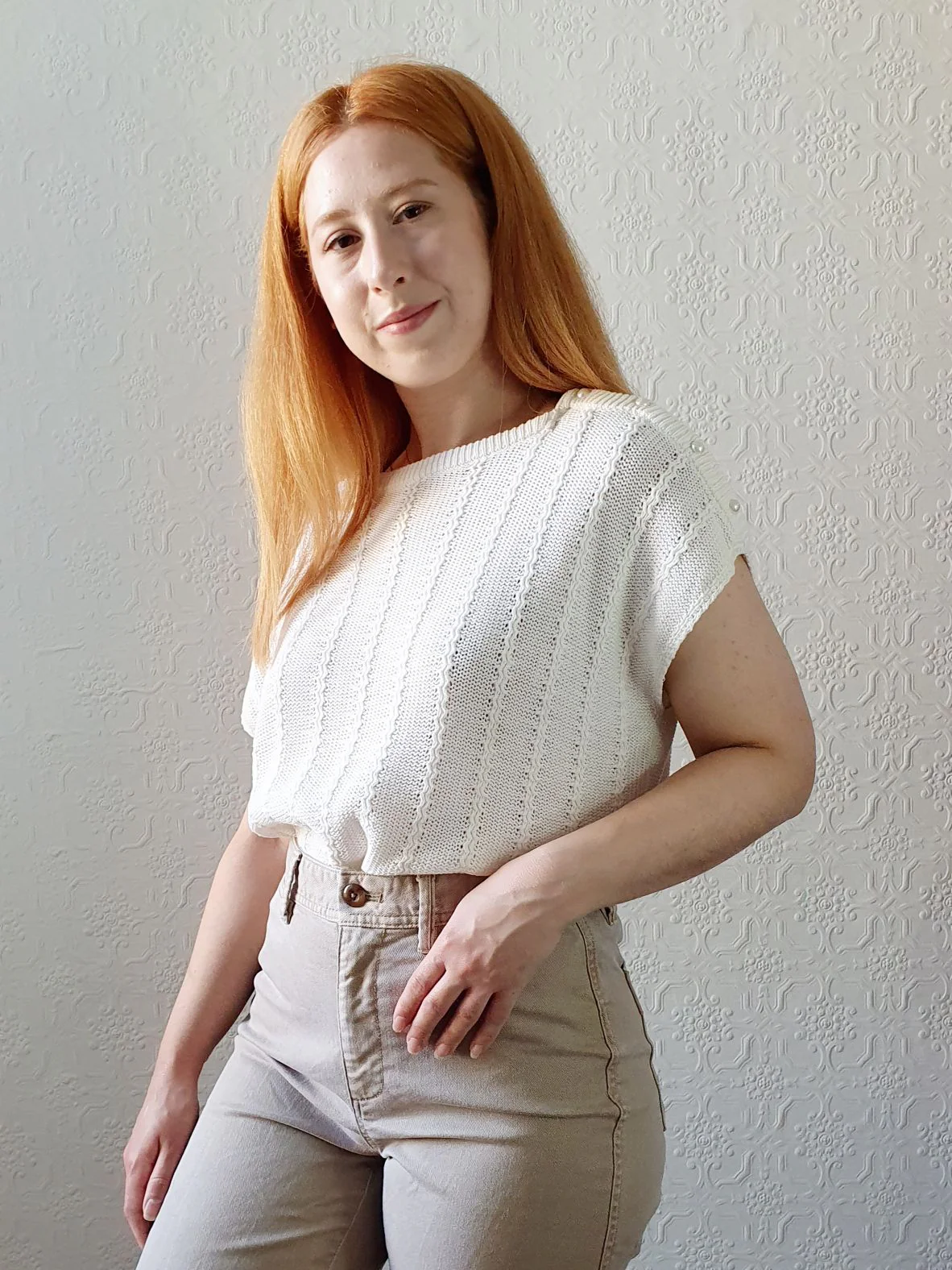 Vintage Relaxed Cream Knit - XL - Image 2