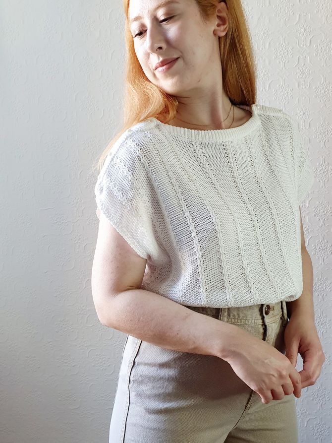 Vintage Relaxed Cream Knit - XL - Image 5