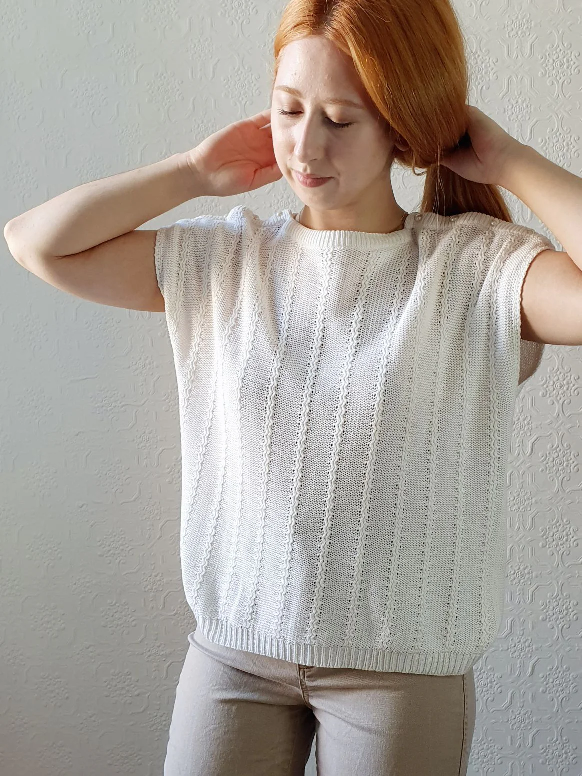 Vintage Relaxed Cream Knit - XL - Image 9