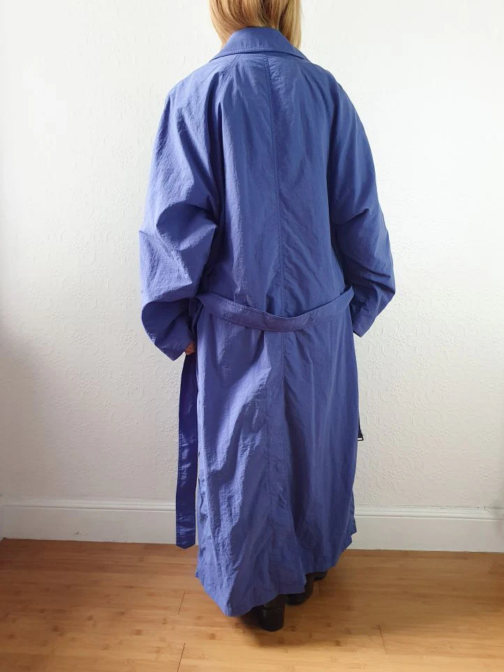 Vintage Royal Blue Single Breasted Trench Coat - L/XL - Image 5