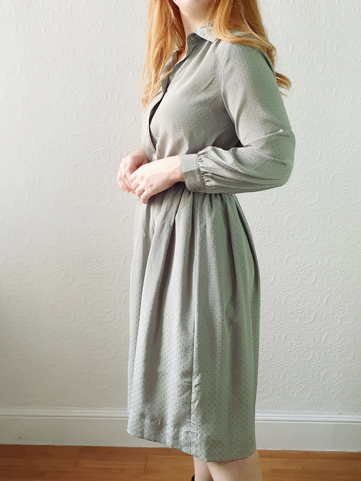 Vintage Sage Shirt Dress - S - Image 3