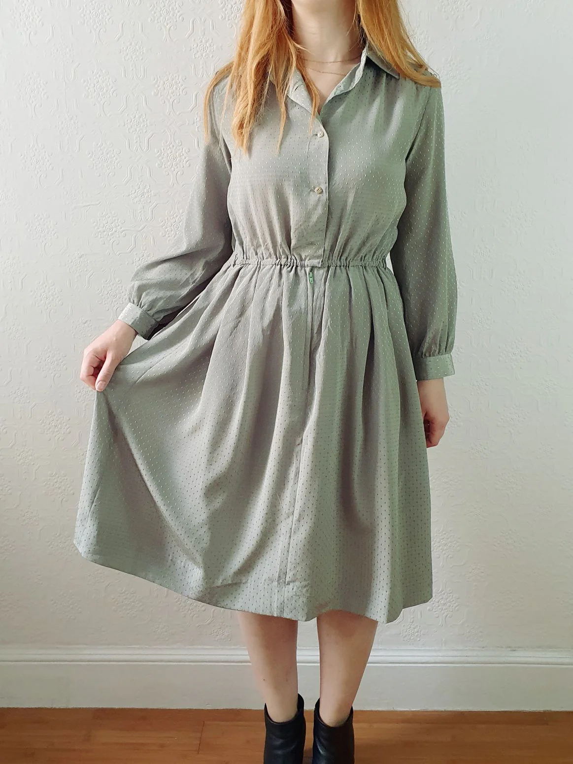 Vintage Sage Shirt Dress - S - Image 4